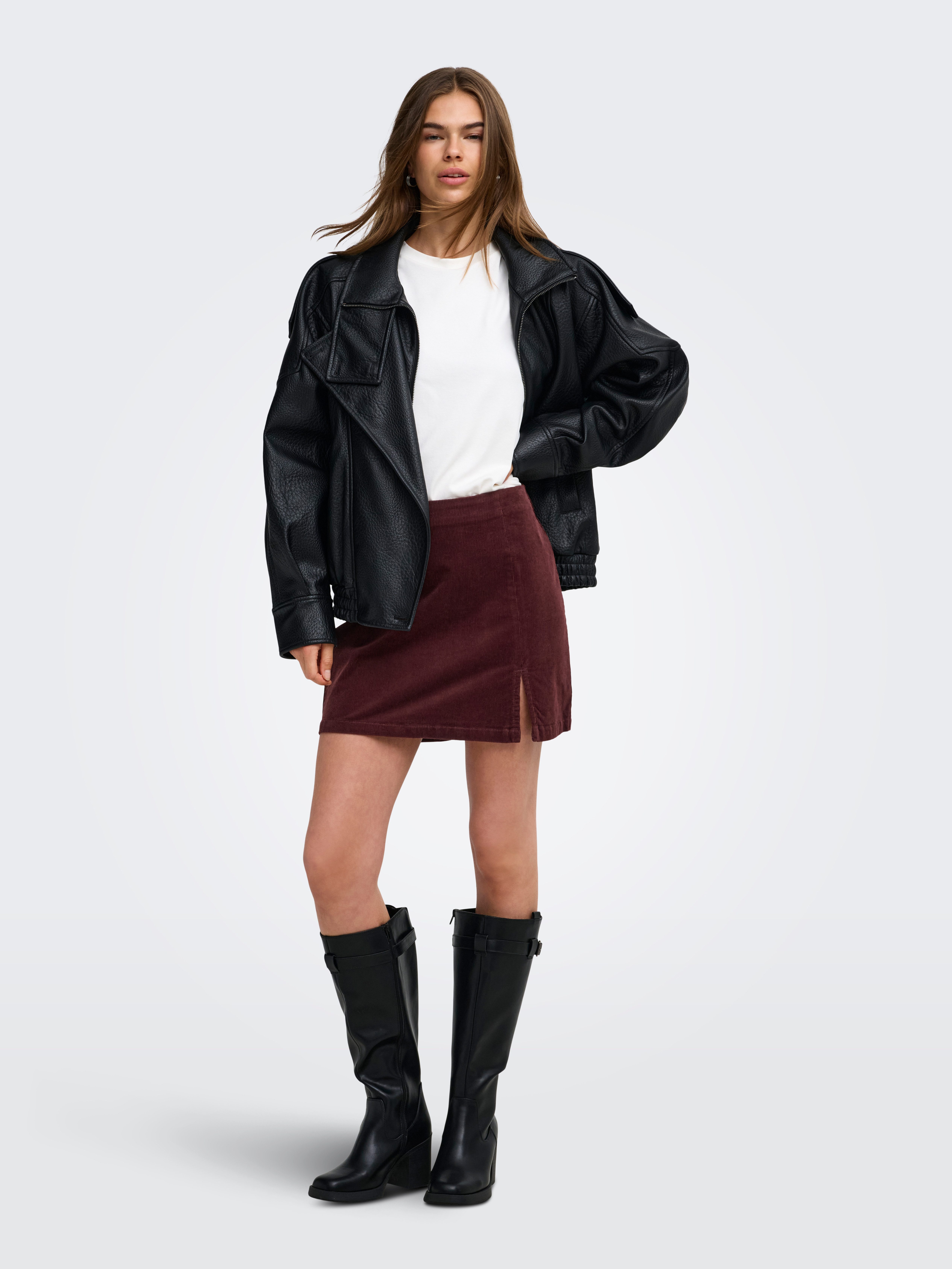 ONLY Cordrock ONLFLORA HW CORD SHORT SLIT SKIRT PNT Baumwollmischung – Bild 5 von 5