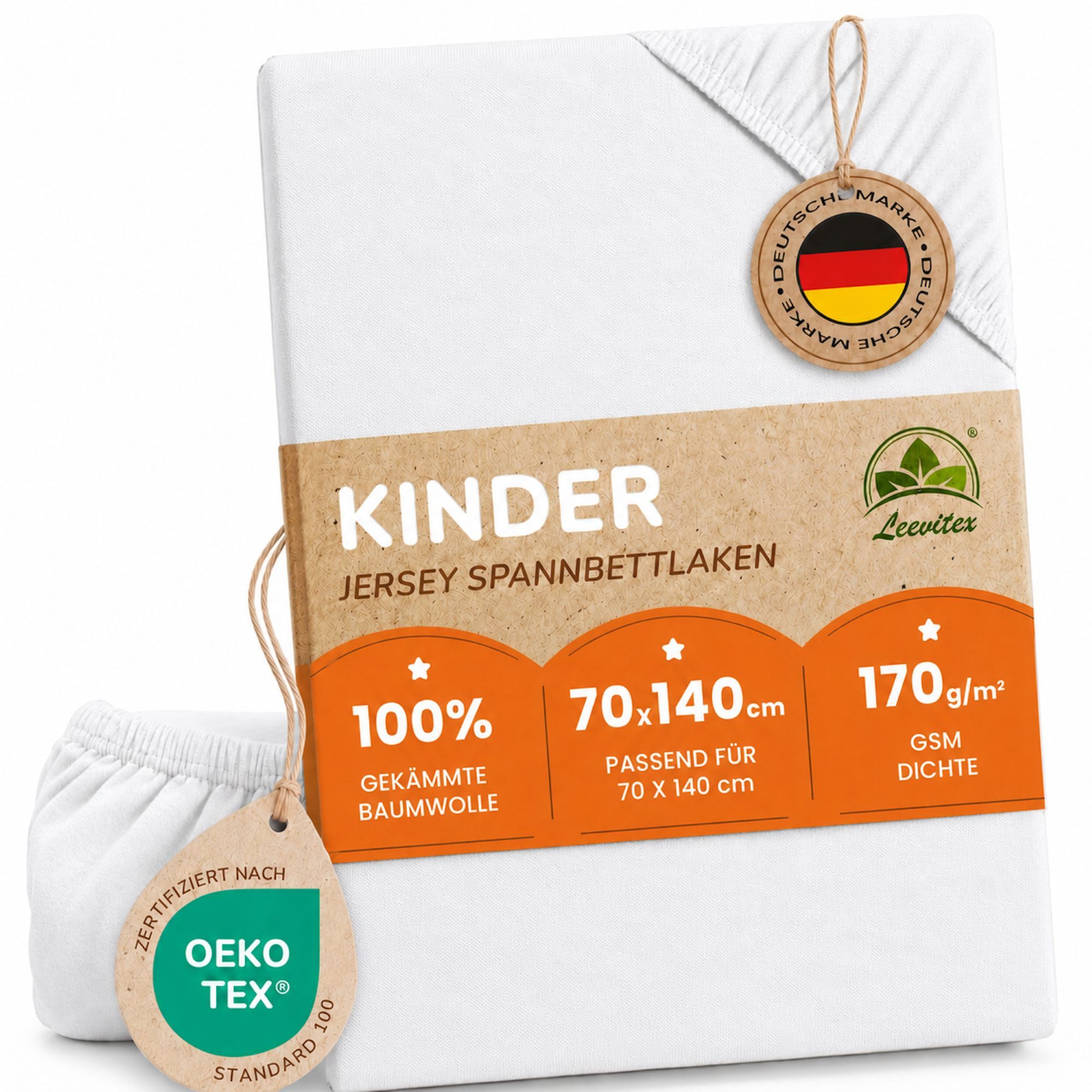 leevitex® Spannbettlaken in verschiedenen Größen und Farben, Jersey aus 100% Baumwolle, Jersey, Gummizug: rundum, (1 Stück), für Kinder- & Standardmatratzen, OEKO-TEX® STANDARD 100 zertifiziert