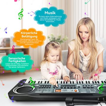 Senmudi Digitalpiano Digitales Klavier für Kinder mit automatischer Begleitung (61 Tasten (Schwarz-Weiß), 6 Songs, 10 Rhythmen, einstellbare Lautstärke., 8 Schlaginstrumente, Unterrichtsfunktion und Mikrofon), ungiftiges ABS-Material,keyboard Schwarz,Kinder-Keyboard