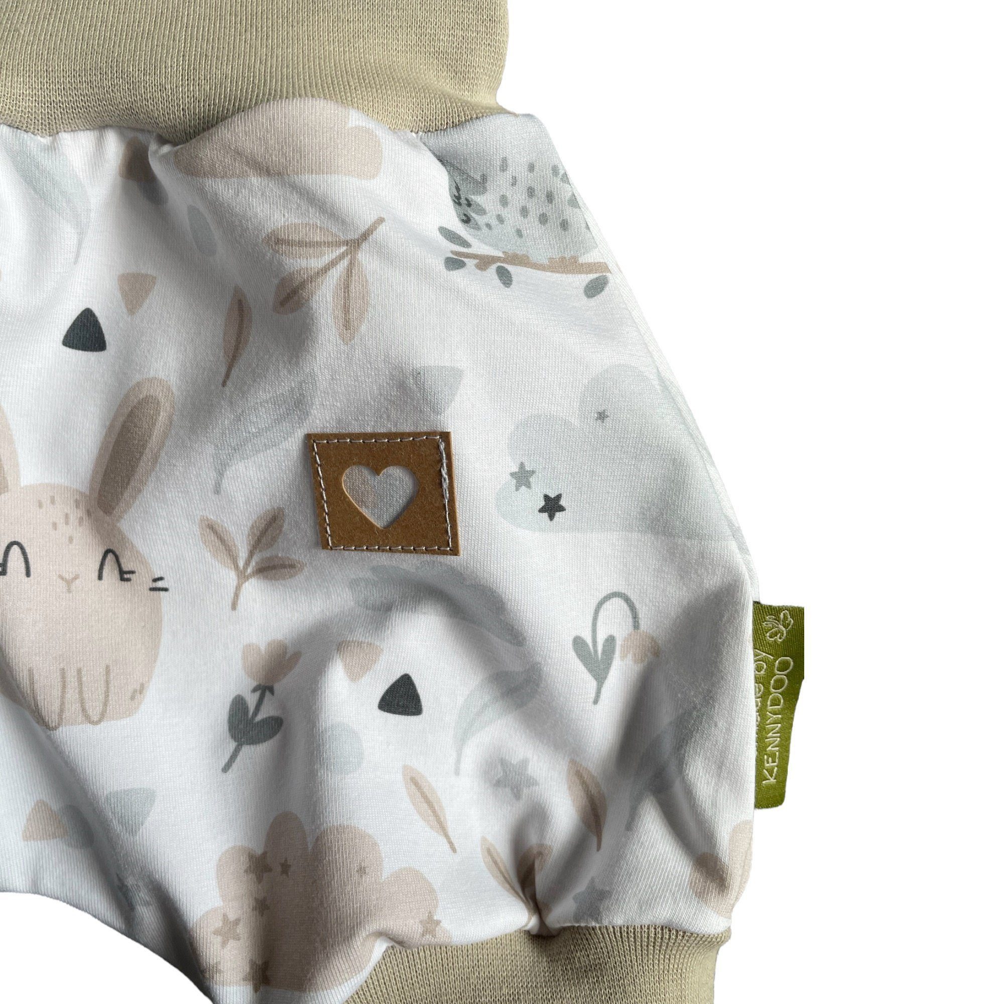 kennydoo Body & Shorts Kinder- Baby Set "Hase & Eule" taupe/weiß (Set, 2 teilig) Kurzarmbody und Hose mit niedlichem Design