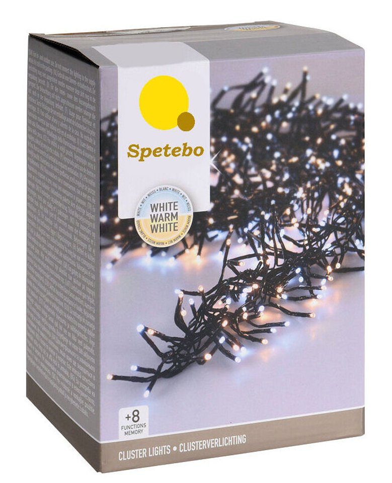 Spetebo LED-Lichterkette Büschel Lichterkette warmweiß - 22 m / 3000 LED, 3000-flammig, Controller und Speicherchip