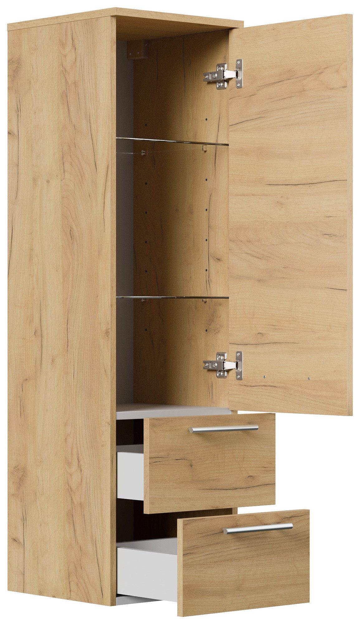 Posseik Hochschrank Badezimmer Hochschrank 120 cm Eiche Gold