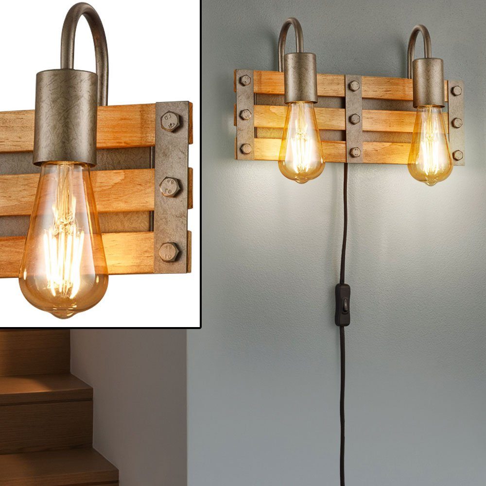 Wandleuchte, Holz Wandleuchten etc-shop Wandlampe Wandleuchte Wohnzimmerleuchte Leuchtmittel Antik inklusive, braun nicht