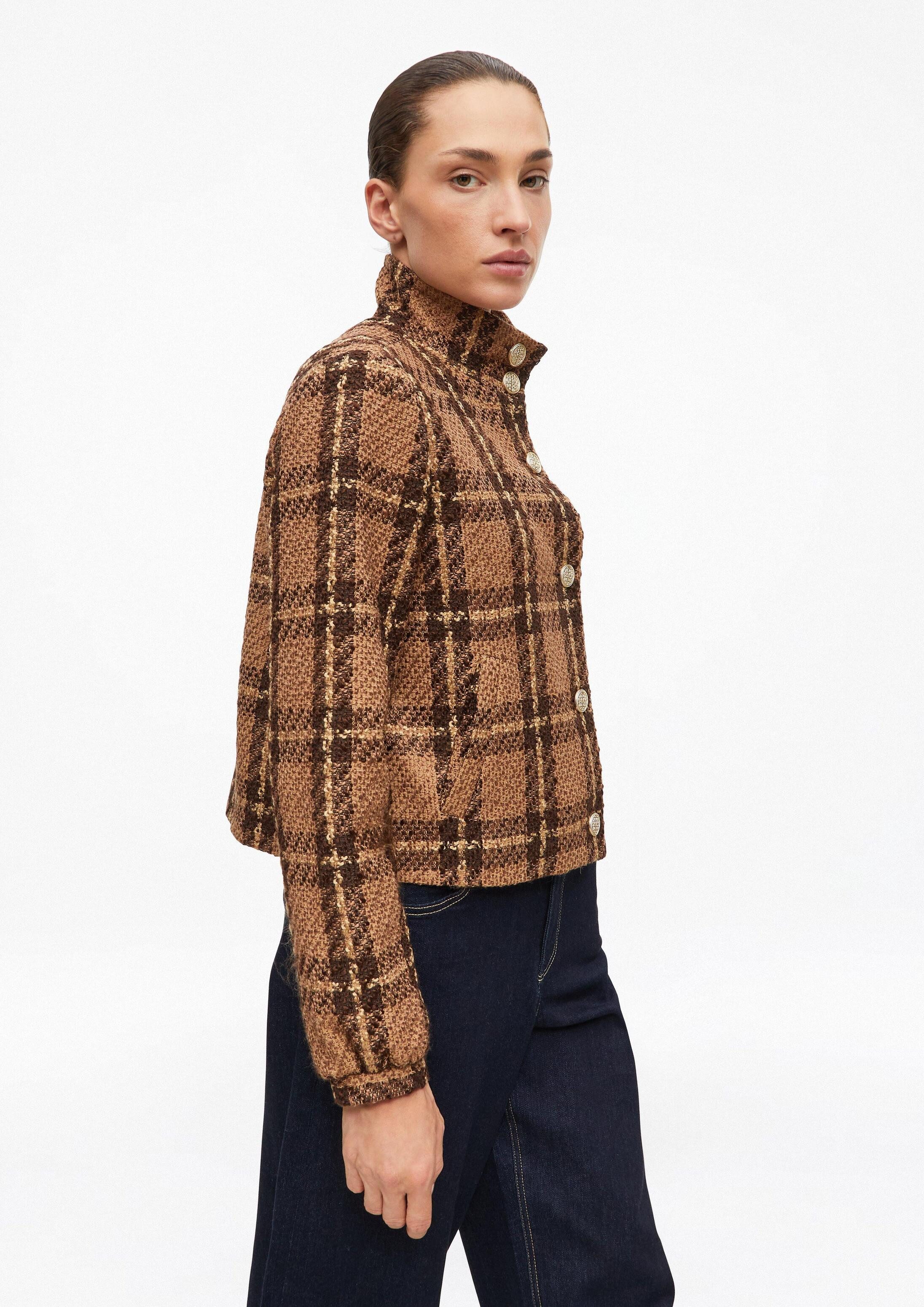 s.Oliver Funktionsjacke Indoor-Jacke Karierte Bouclé-Jacke mit Stehkragen – Bild 4 von 5