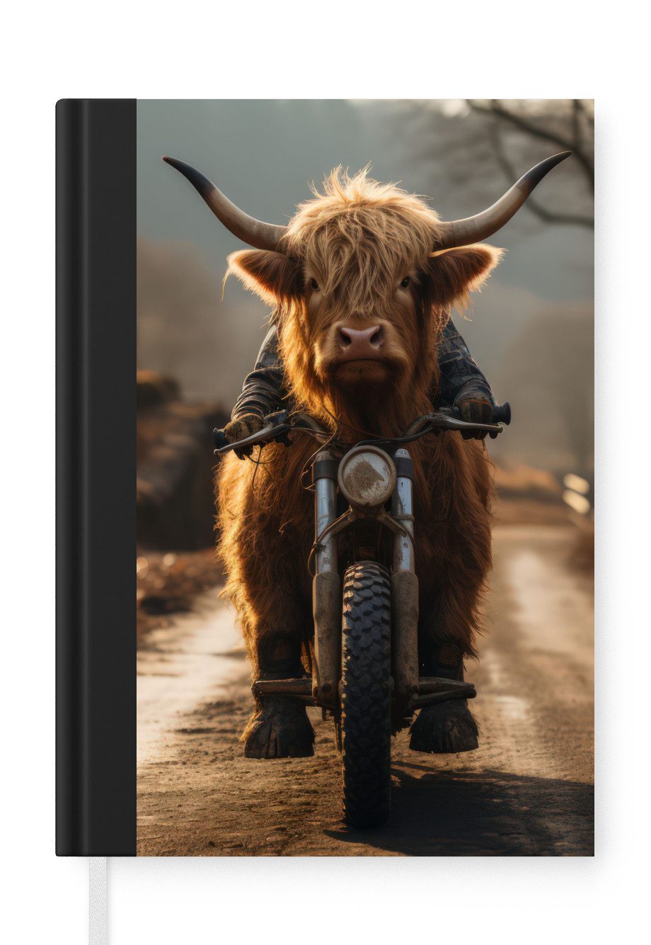 MuchoWow Notizbuch Schottischer Highlander - Schal - Berge, Notebook, Notizblock a5, Tagebuch, Journal Liniert