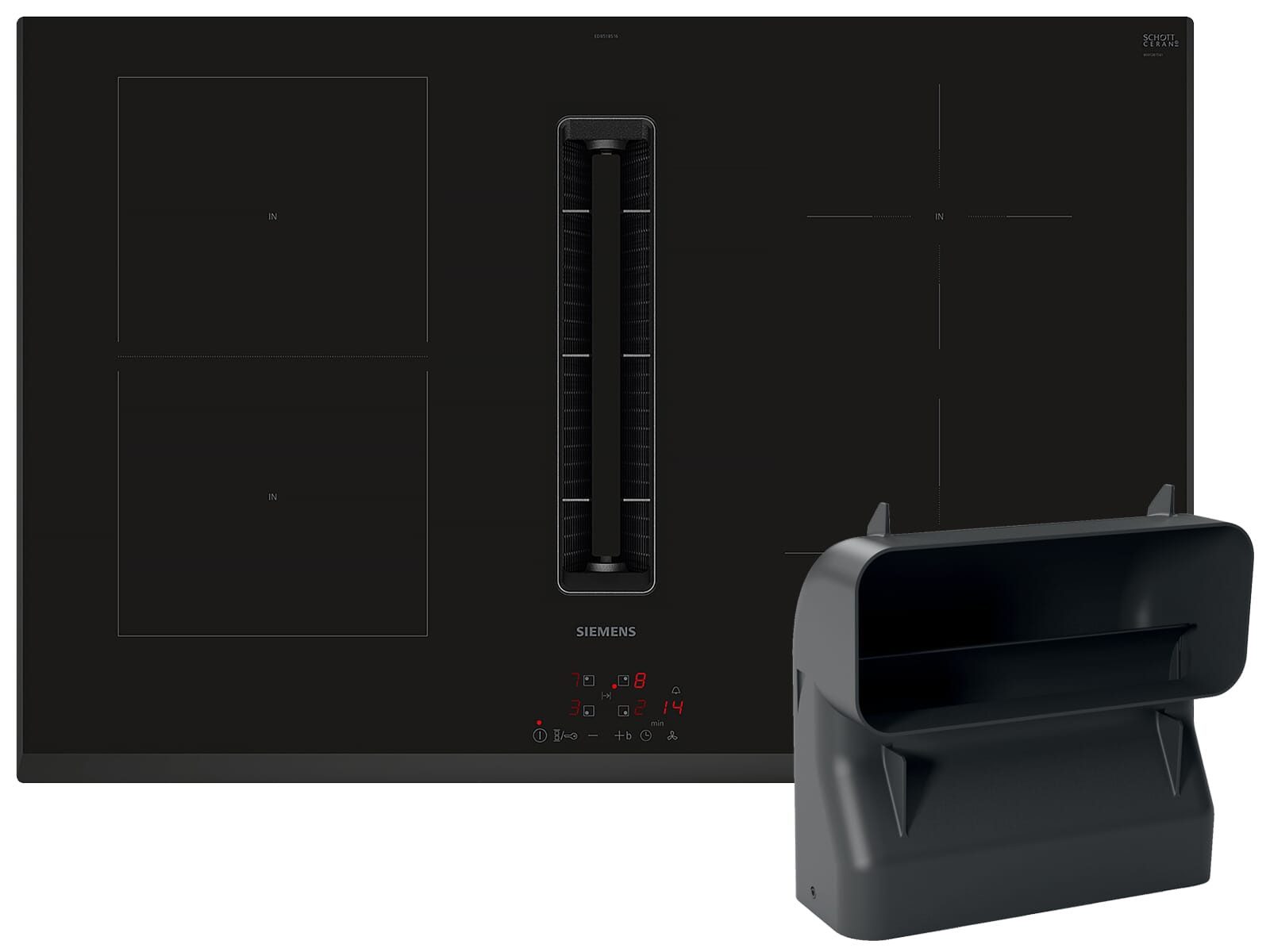SIEMENS Kochfeld mit Dunstabzug ED851BGA6, Powerboost-Funktion, Timer, TouchControl-Bedienung