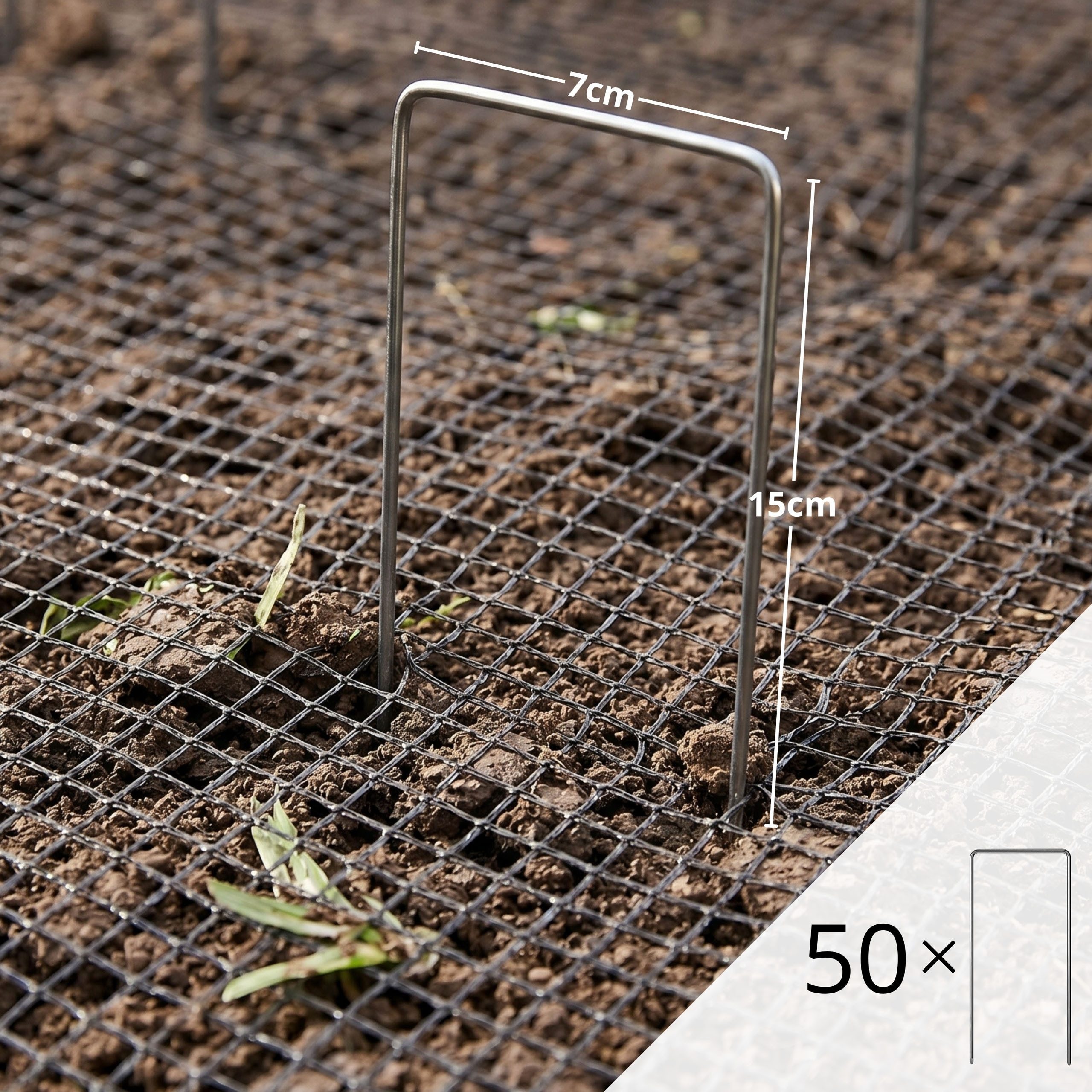 Bellushortus Bodenanker Verzinkte U-Stahlstifte für Agrotextilien, 15 cm x 7 cm, Ø 3 mm, (50-St)