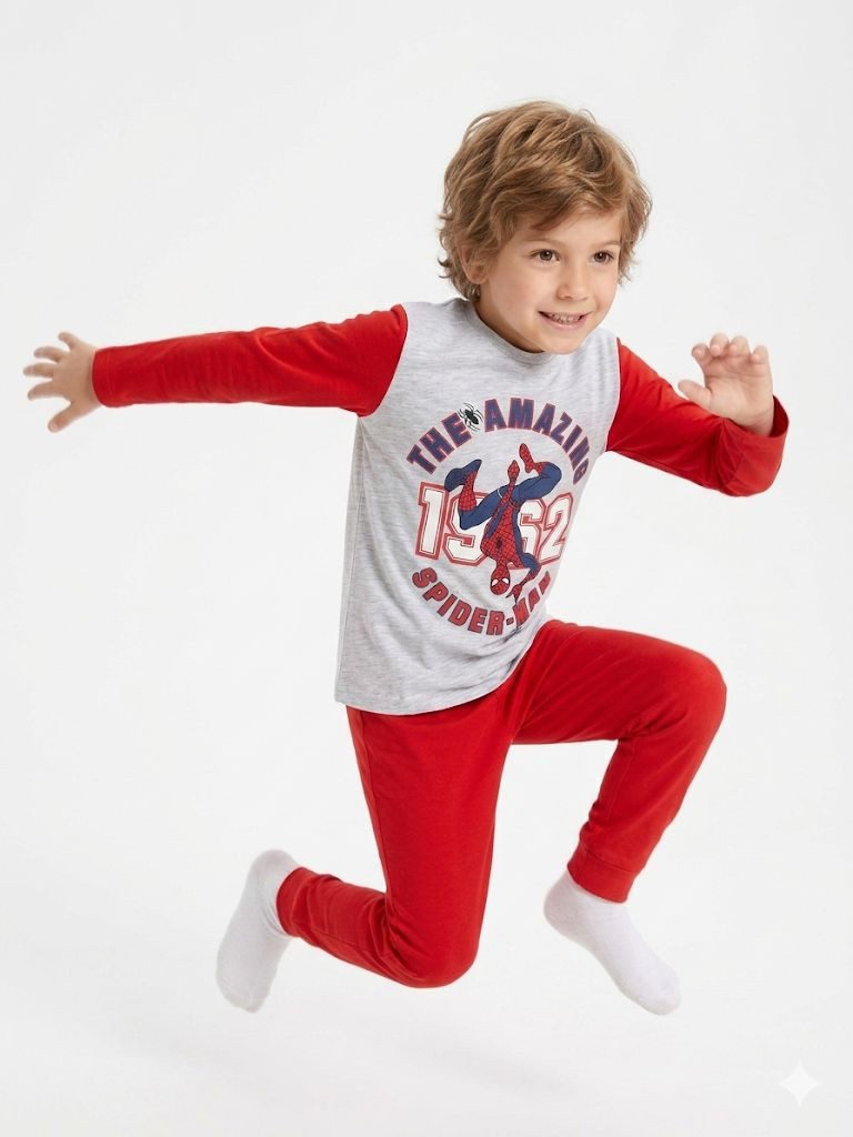 Spiderman Pyjama Spider-Man Kinder Pyjama: Weicher Longpyjama für Jungen & Mädchen Set Spiderman Schlafanzug Jungen + Mädchen