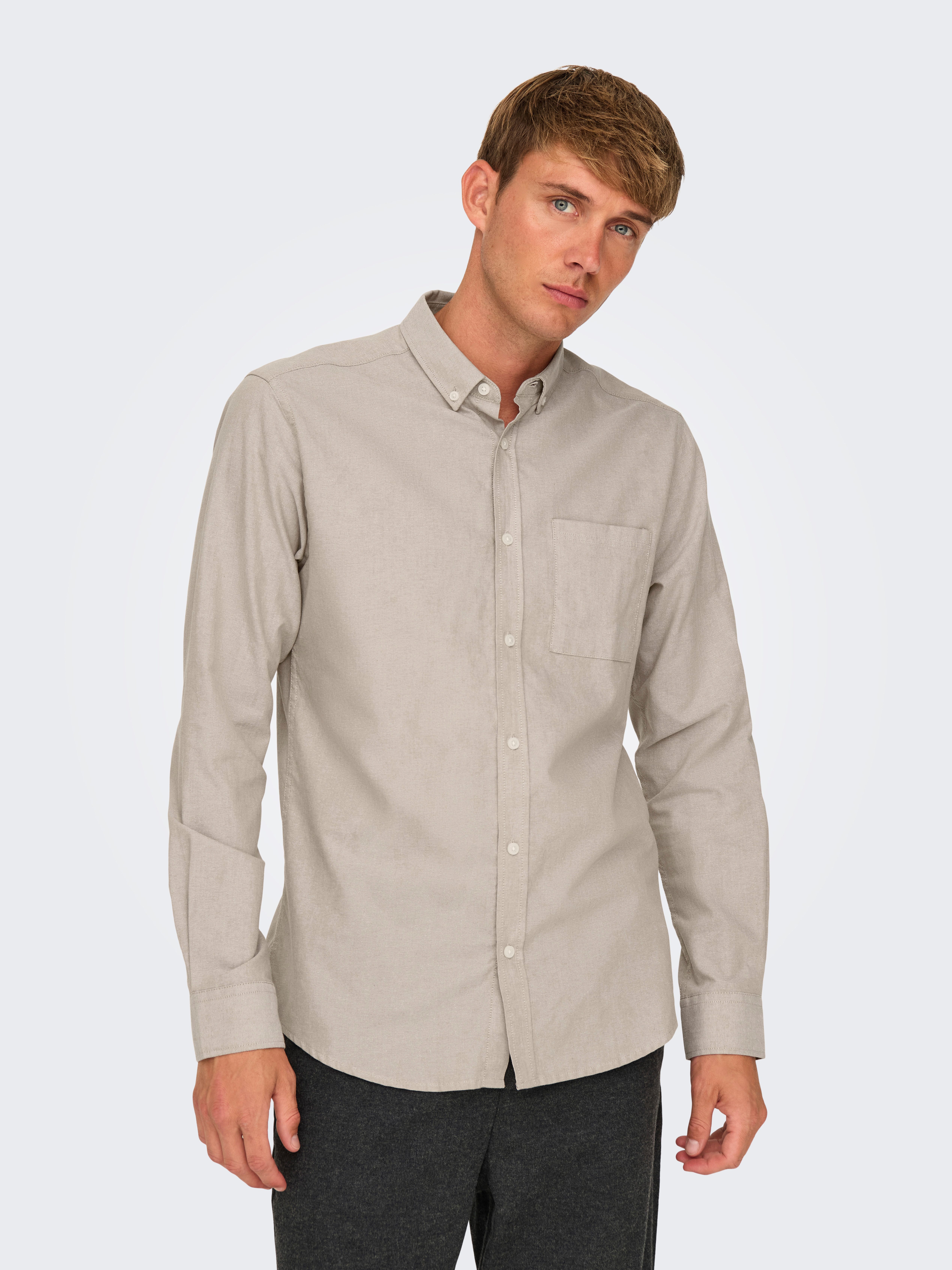 ONLY & SONS Langarmhemd ONSALVARO SLIM LS OXFORD SHIRT NOOS
