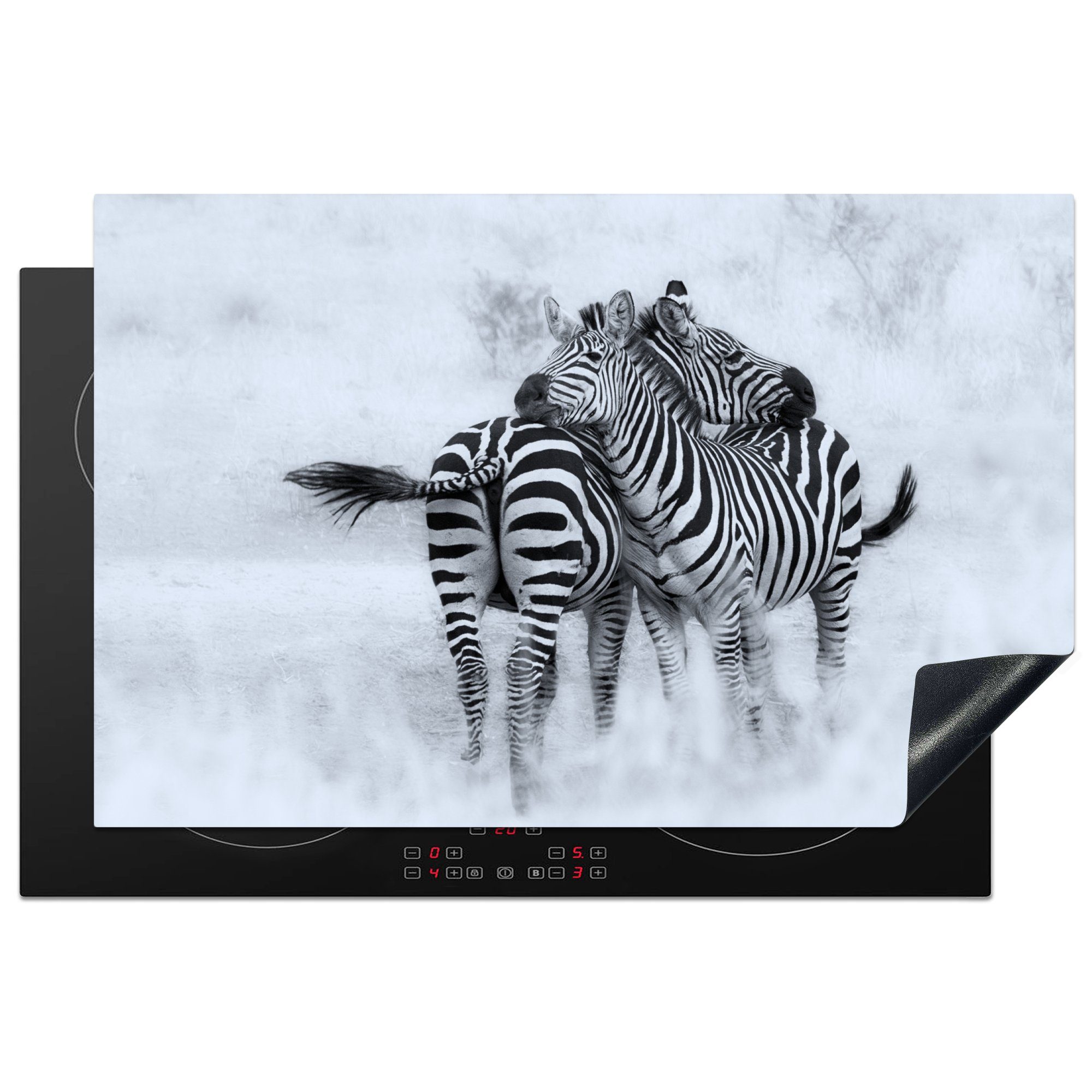 Schutz (1 Zebras, die MuchoWow Ceranfeldabdeckung cm, Herdblende-/Abdeckplatte Kuschelige Induktionskochfeld 81x52 für tlg), Vinyl, küche,