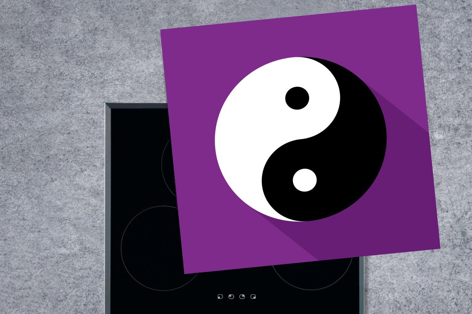 Ceranfeldabdeckung, cm, und Vinyl, Hintergrund, Yin küche 78x78 violettem (1 mit des Herdblende-/Abdeckplatte MuchoWow Yang Illustration Logos für tlg), Eine Arbeitsplatte