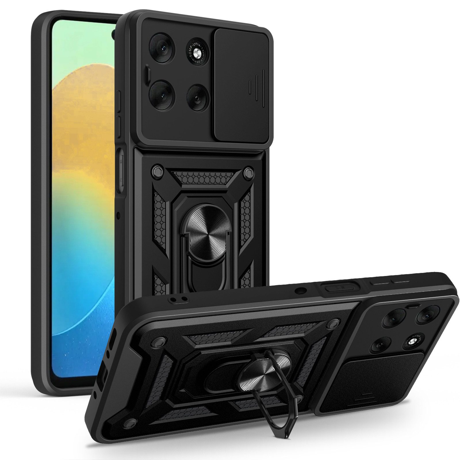 betterfon Handyhülle Panzer Hülle für Motorola Moto G86 Outdoor Case mit Kameraschutz, Outdoorhülle mit Ringhalter Smartstand Kameraschutz und Silikonkern