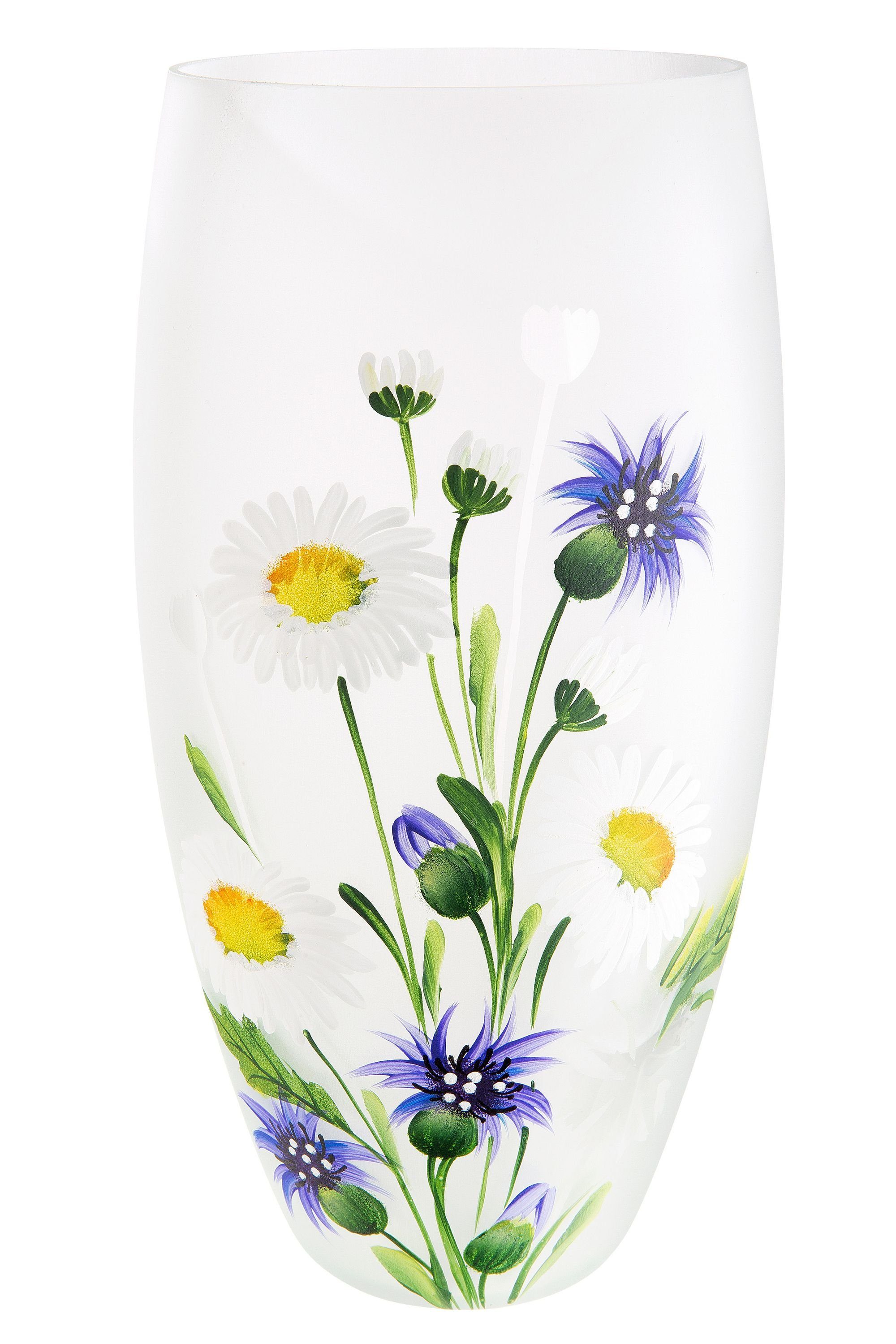 GILDE Dekovase GILDE Vase Wildblumen - blau-weiß - H. 30,1cm x D. 15,5cm