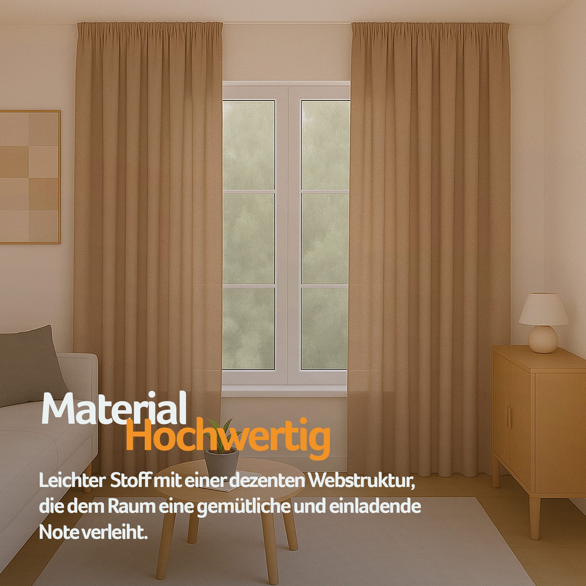 Bestlivings Gardine "Ellen" mit Universalband (2 St), Kräuselband, blickdicht, in moderner Satin-Optik, einfarbig, modern, waschbar bei 30°C