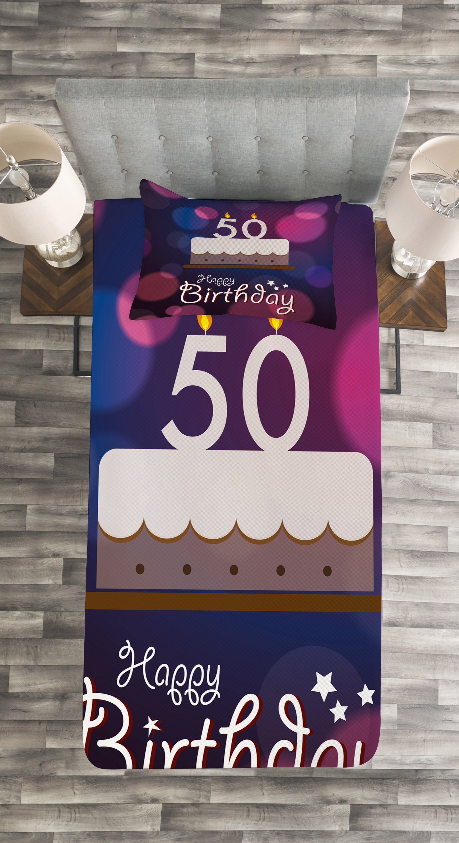 Abakuhaus, Kerzen Set Geburtstag mit Anzahl 50. Waschbar, Tagesdecke Kissenbezügen Kuchen