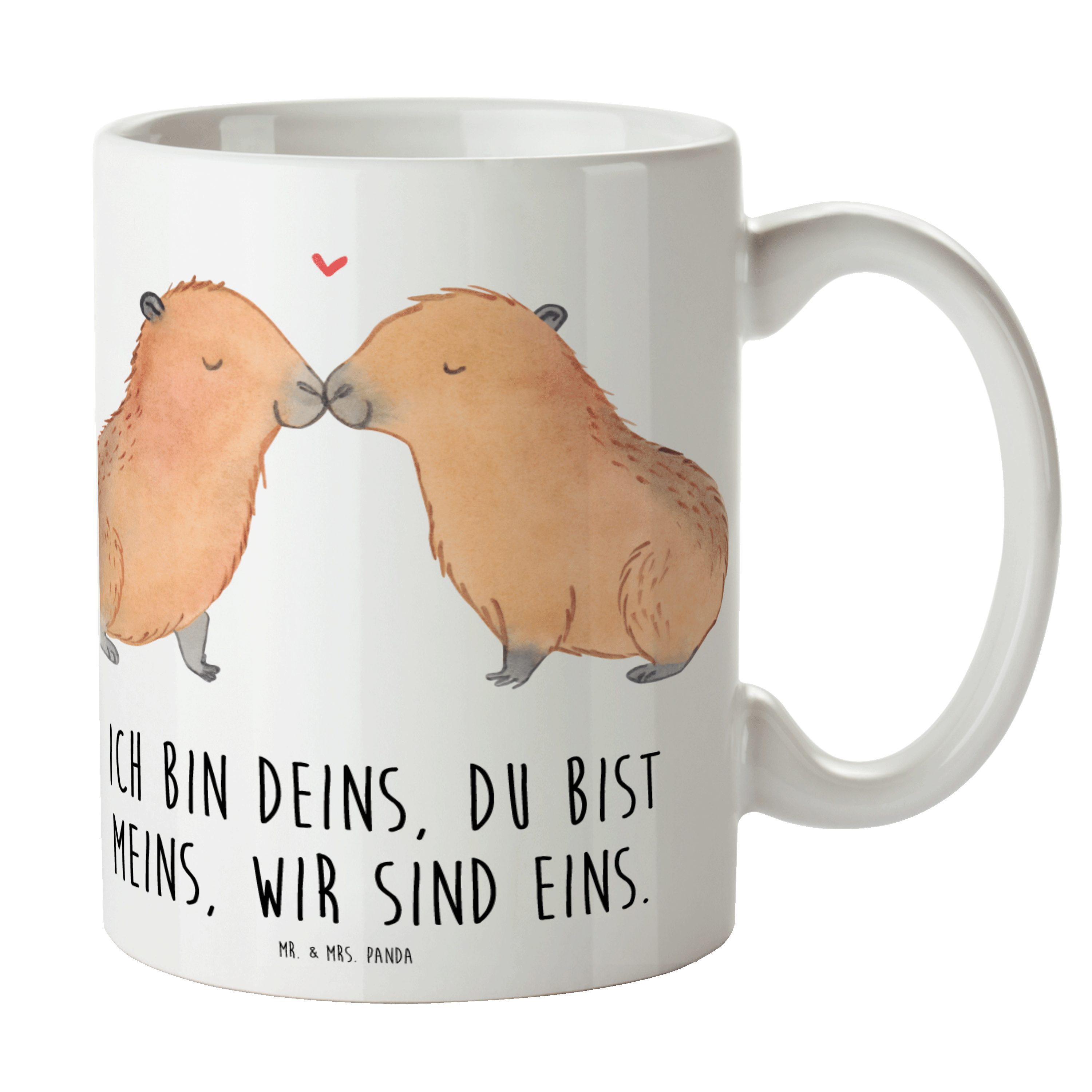 Mr. & Mrs. Panda Tasse Capybara Liebe - Weiß - Geschenk, Geschenk Tasse, Tierliebe, Kaffeeta, Keramik