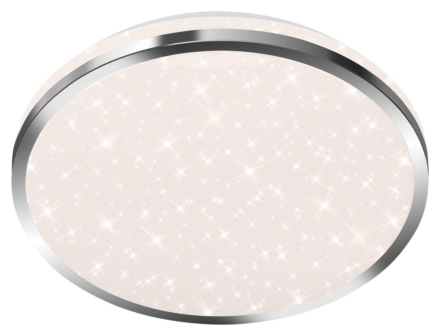 Briloner Leuchten LED Deckenleuchte 3403-018, LED fest verbaut, Neutralweiß,  Sternenhimmeleffekt, chrom, Wohnzimmer, 12W - 1200 lm, durch IP44  Zertifizierung auch für Nassräume geeignet