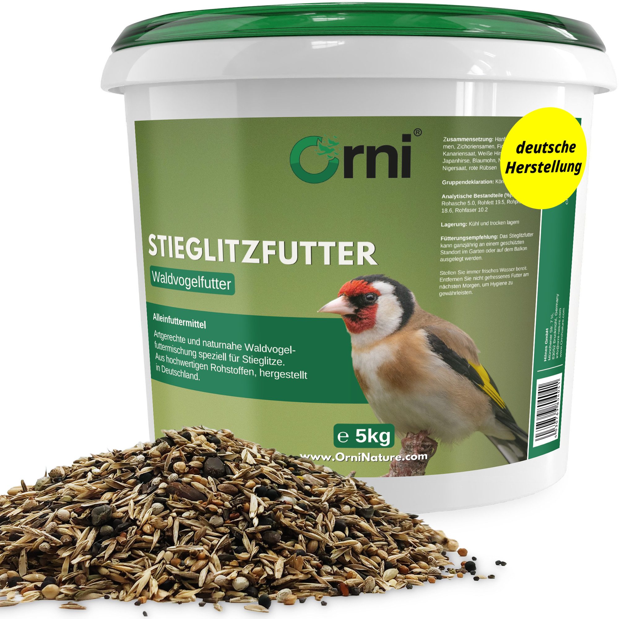Orni Stieglitz Super - Schmackhaftes ganzjähriges Wildvogelfutter, Hauptfutter für: Wildvogel