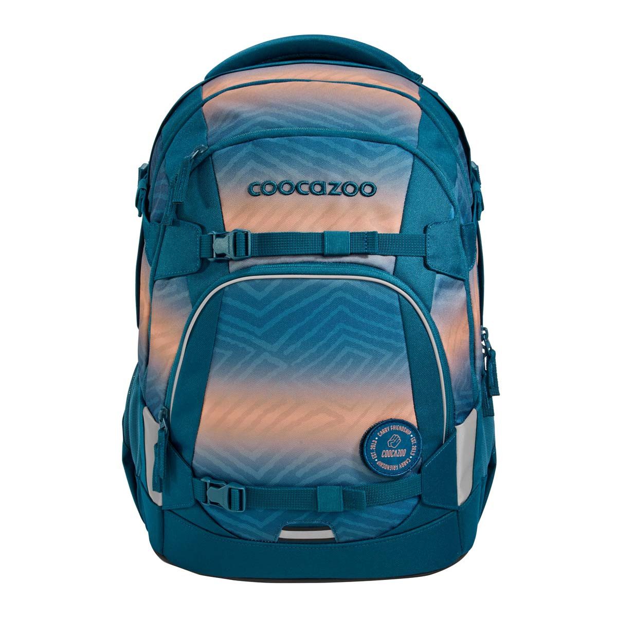 coocazoo Schulranzen Schulrucksack MATE Pacific Tribes 3-teilig (3-teilig), ergonomisch, Körpergröße: 135 - 180 cm, Easy-Grow-System