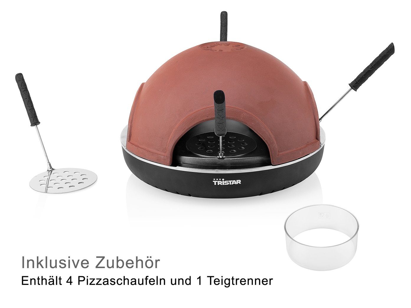 Tristar Elektrische Pizzapfanne, für Backofen W, Pizzaofen Ø30cm Personen Zuhause, Mini 4 Pizzamaker, Ton 900