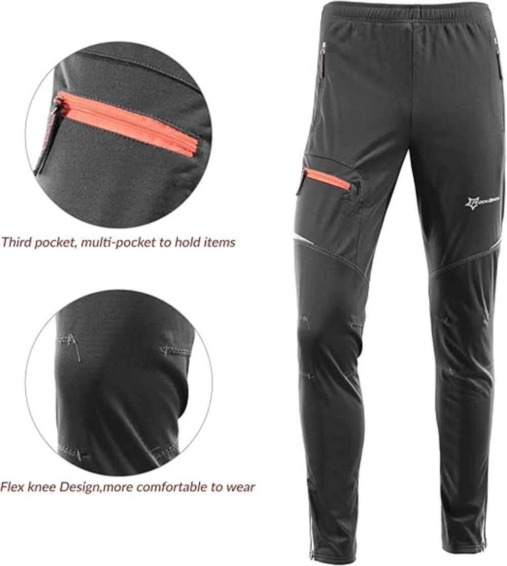 ROCKBROS Fahrradhose Lange Hose Sporthose Winter für mit Fleecefutter Reflektierende Elemente