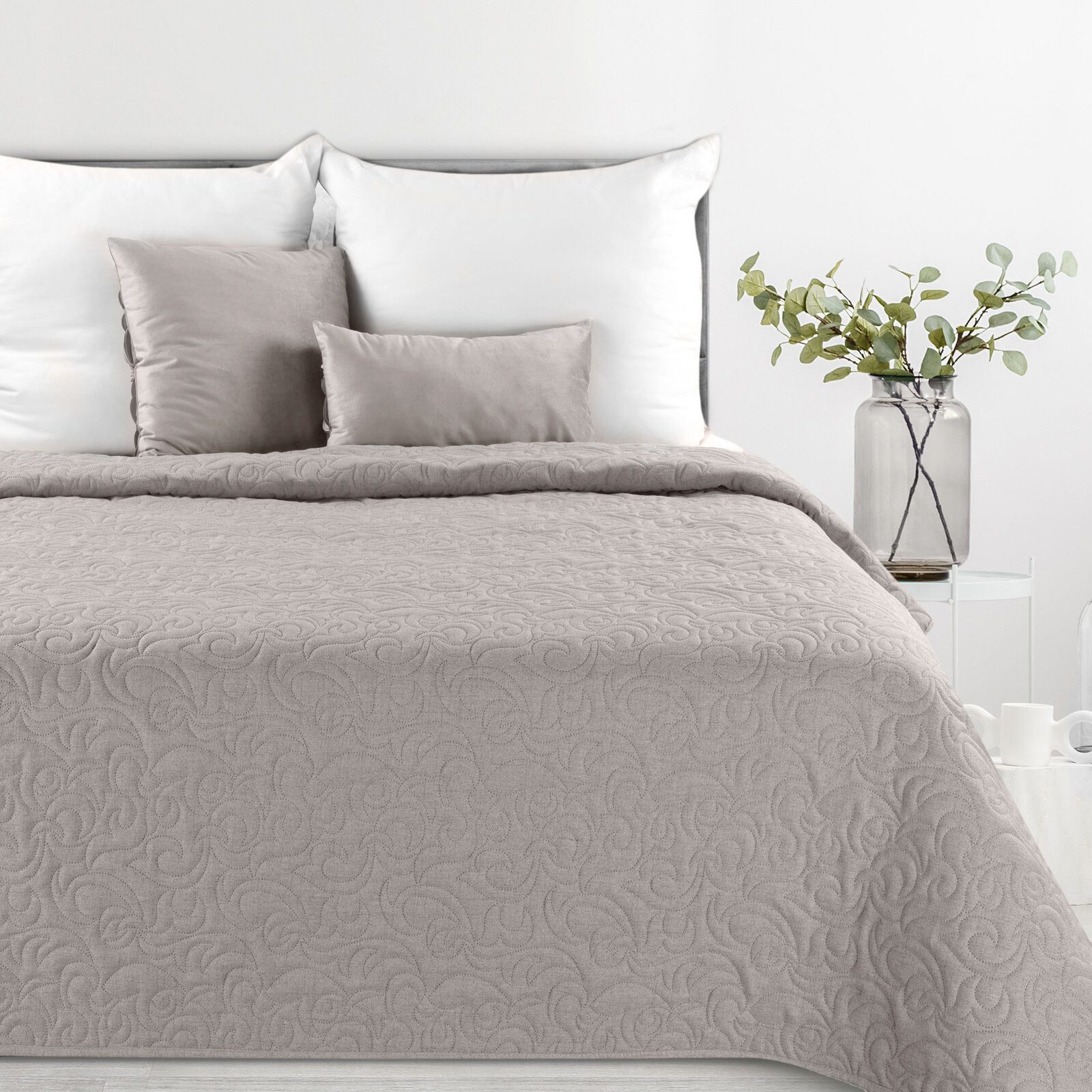 Eurofirany Tagesdecke LEINOPTIK, Karomuster Steppung Doppelbett günstig online kaufen