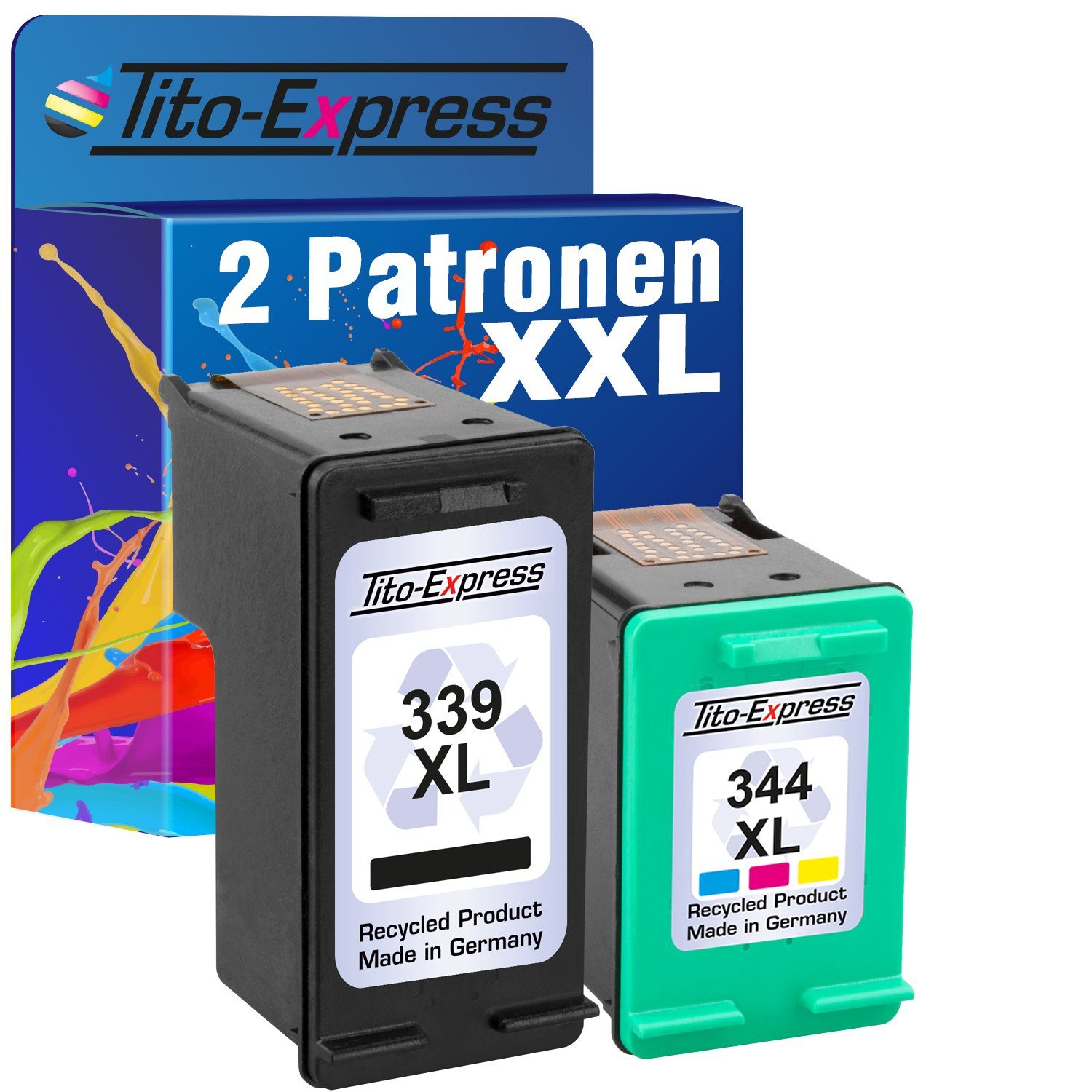 Tito-Express 2er Set ersetzt HP 339 XL & HP 344 XL Tintenpatrone (für DeskJet 5490 OfficeJet Pro K7103 PhotoSmart 2570 2710xi 8000)