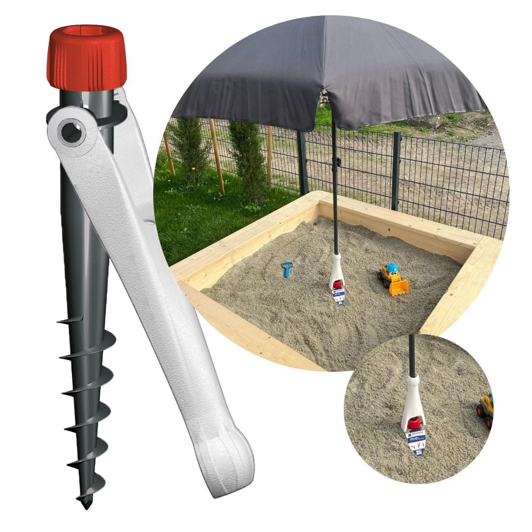 Krinner Schirmhalter Vario Drill Sonnenschirmständer zum eindrehen für Strand & Wiese, für Stöcke bis Ø 32 mm, 1 tlg.