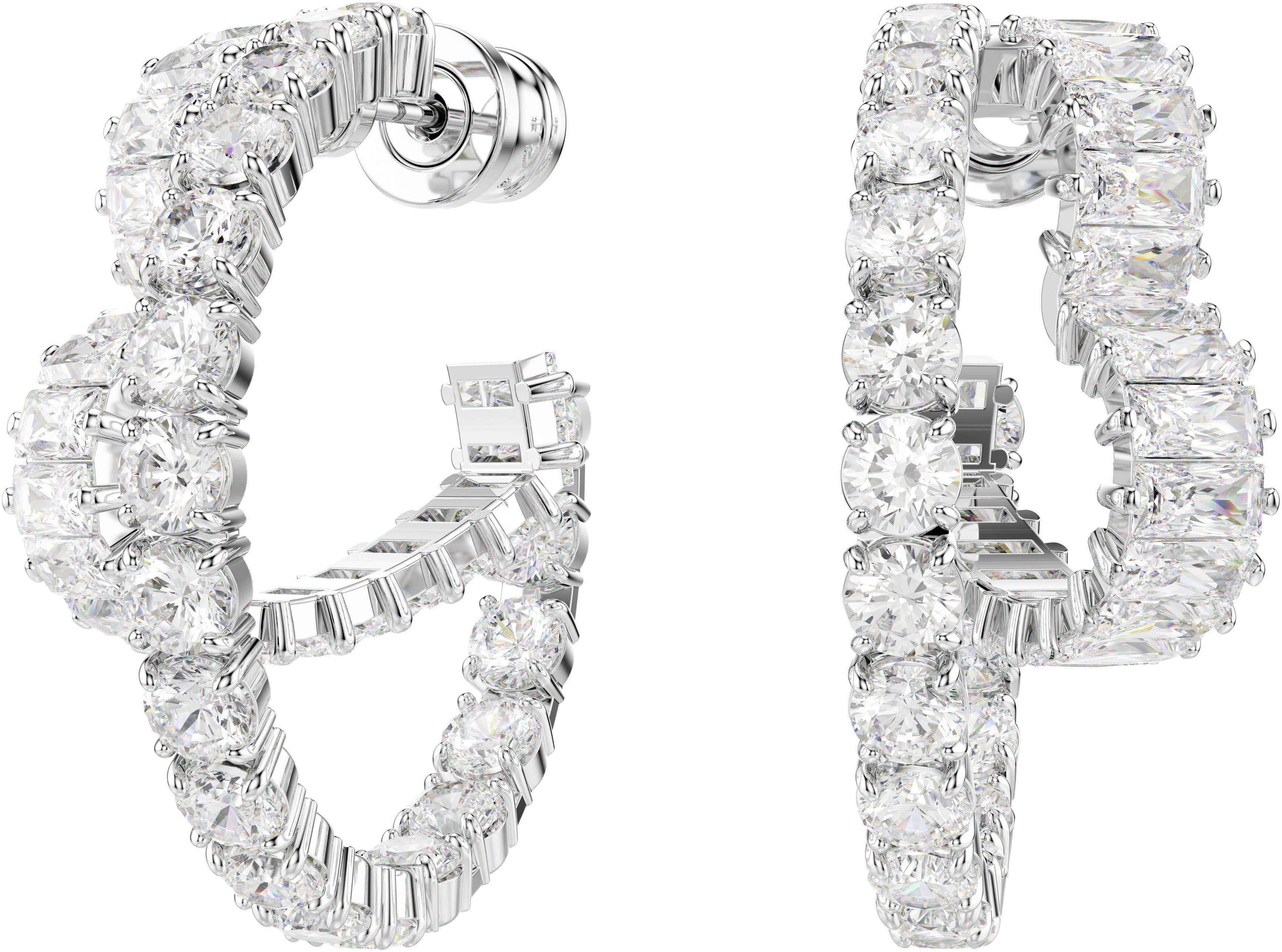 Swarovski Paar Creolen Schmuck Geschenk Matrix Ohrringe Herz, mit Swarovski® Zirkonia (synth)