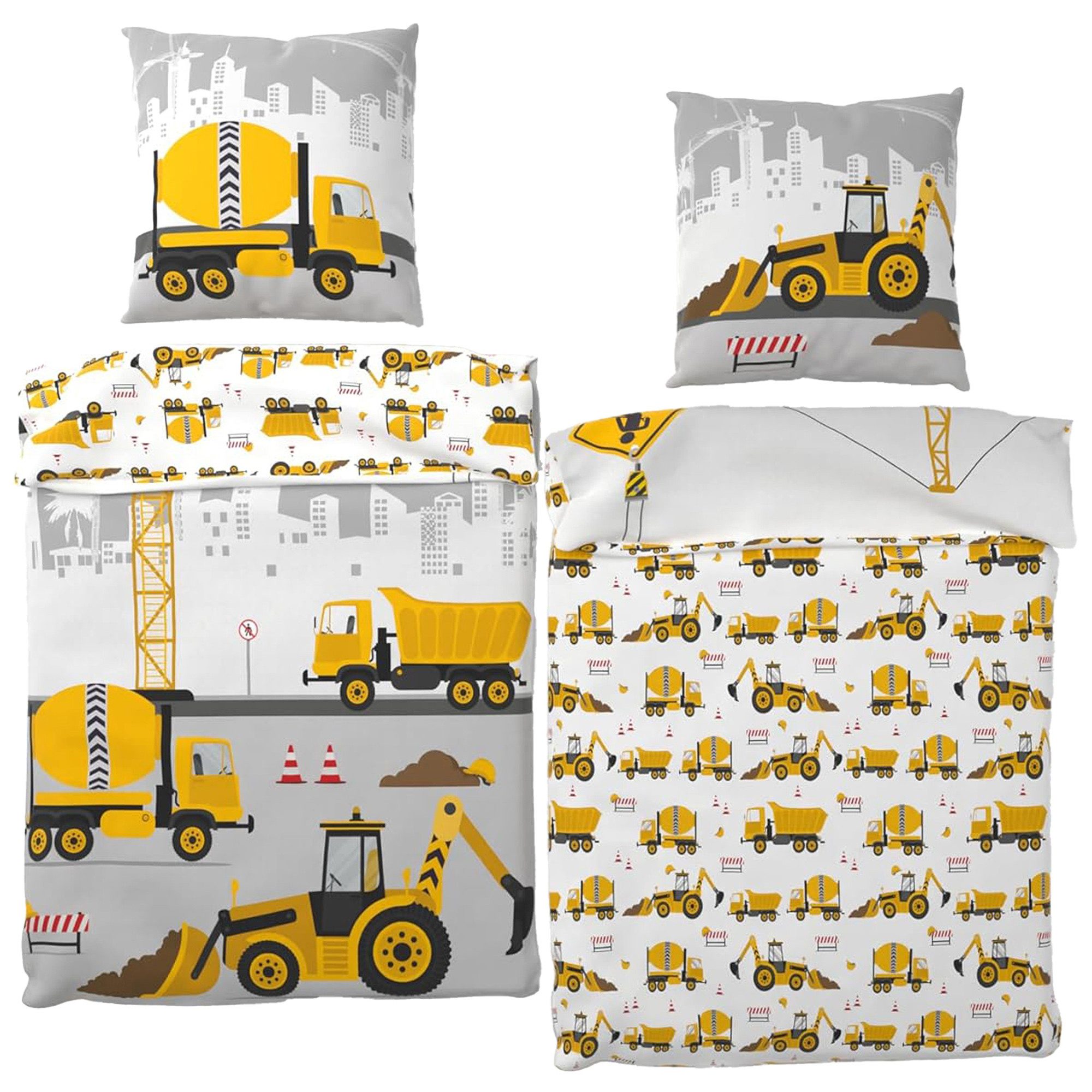 BERONAGE Kinderbettwäsche Bagger Bettwäsche Linon / Renforcé, 100% Baumwoll günstig online kaufen