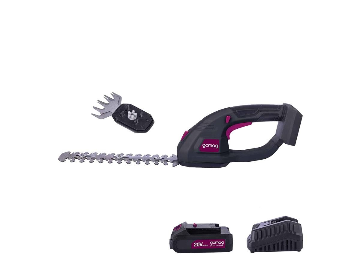 Gomag Akku-Heckenschere GO-SHS200 2,0 Ah Starterkit, (Set), Strauchschnittmesser mit 200 mm Schnittlänge