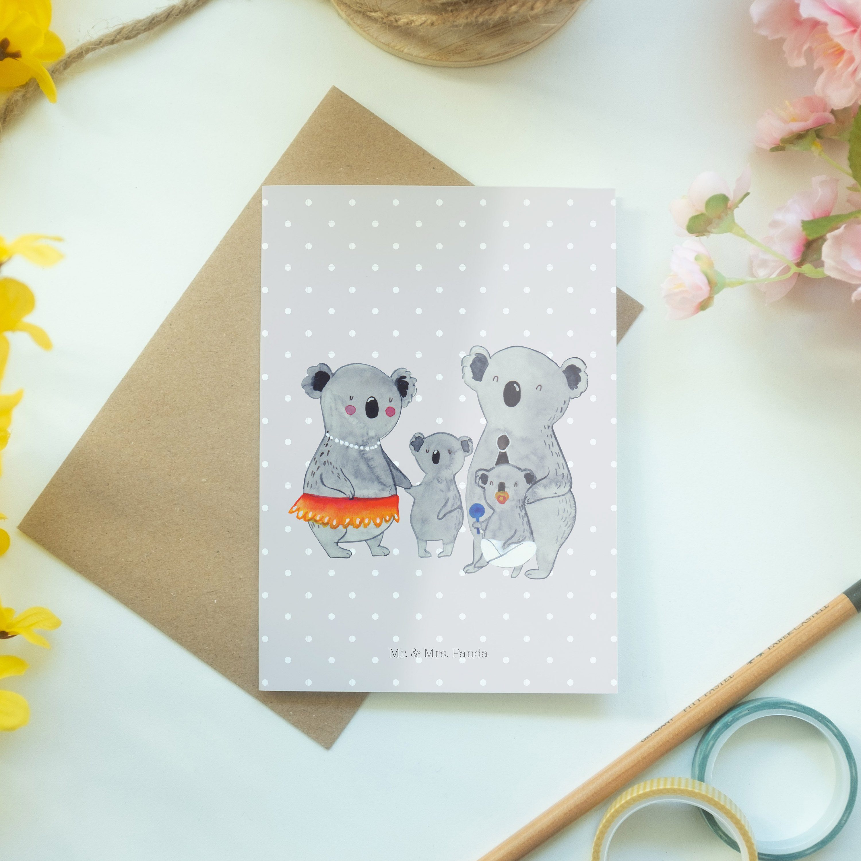 Mr. & Mrs. - - Pastell Koala Panda Familienzeit, Grau Familie Grußkarte Geschenk, Familienleben
