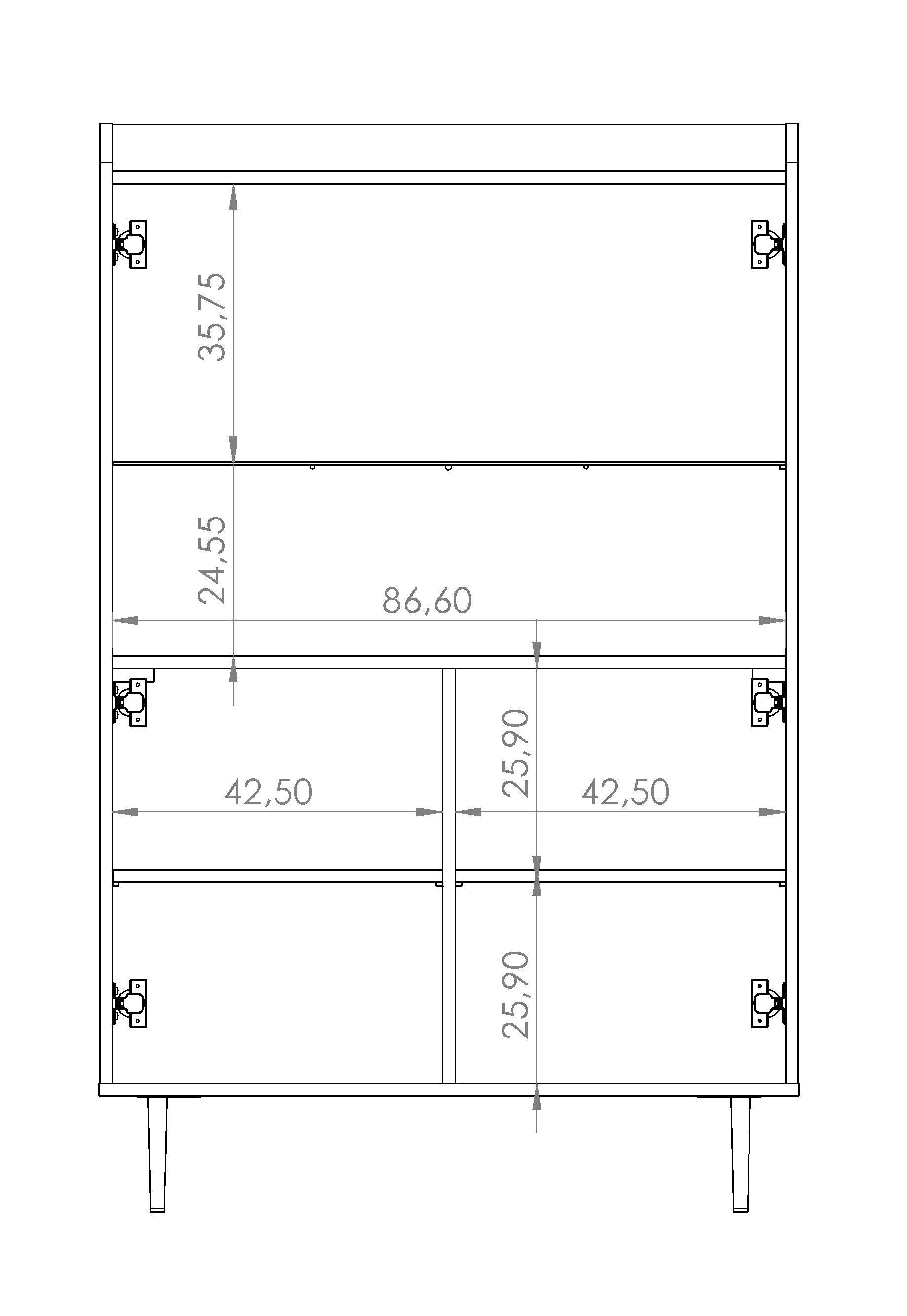 mit Furnix Highboard in x Brandy-Castello-Holz cm, VASINIE Loft-Design B90 H140 Türen teilverglasten Standvitrine x T40
