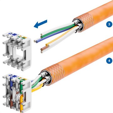 deleyCON deleyCON 1x CAT6a Keystone Jack Modul STP Schirmung RJ45 Buchse Netzwerk-Adapter