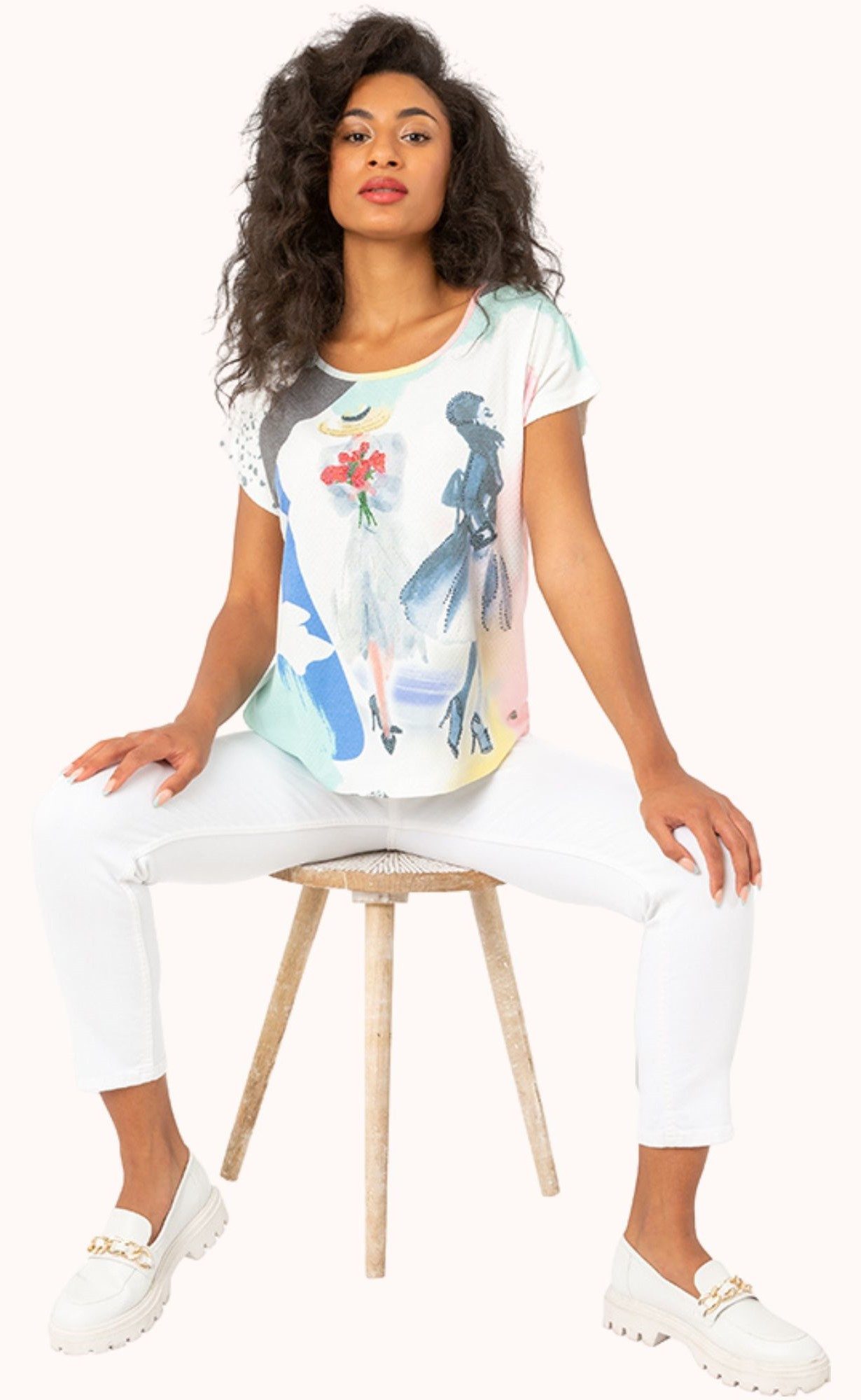 Gio Milano Kurzarmshirt G28-1611, "Vogue Girl" mit Strassbesatz sommerliche günstig online kaufen