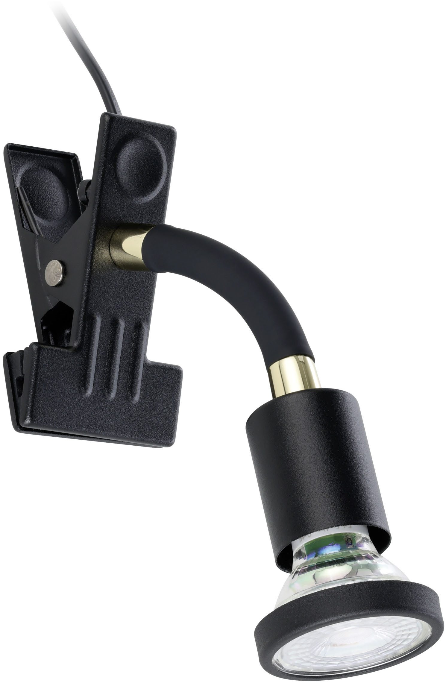 EGLO Klemmleuchte PARRINI 1 Klemmlicht - Stahl, Kunststoff - GU10 - 1X4,5W - IP20, Ein-/Ausschalter, Leuchtmittel wechselbar, Klemmlampe, Schreibtischlampe, Leselampe, L10 x B8 x H16 cm