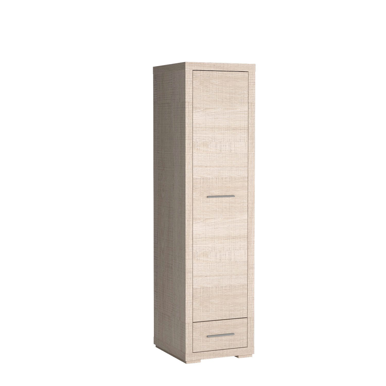 Masseno Drehtürenschrank SALERNO 49 cm Kleiderschrank 1 Türen und 1 Schubladen Eichefarben