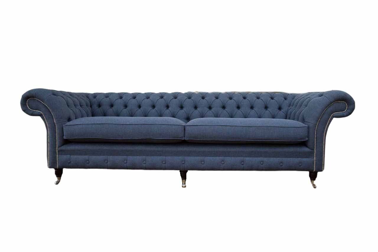 Blau JVmoebel 1 Stoff Sofa Made Sofa Polster, Teile, Design Europe 4 In Chesterfield Sitzer Couch