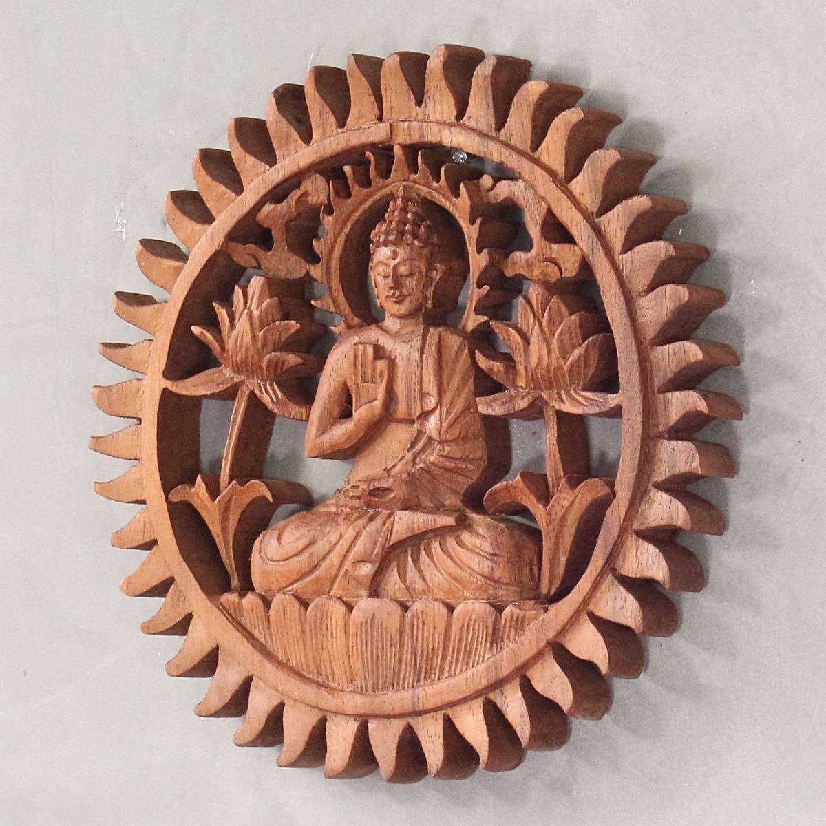 cm, (1 20 Oriental Galerie Handarbeit Buddha Wandbild Holzbild Relief Holz St), Buddha