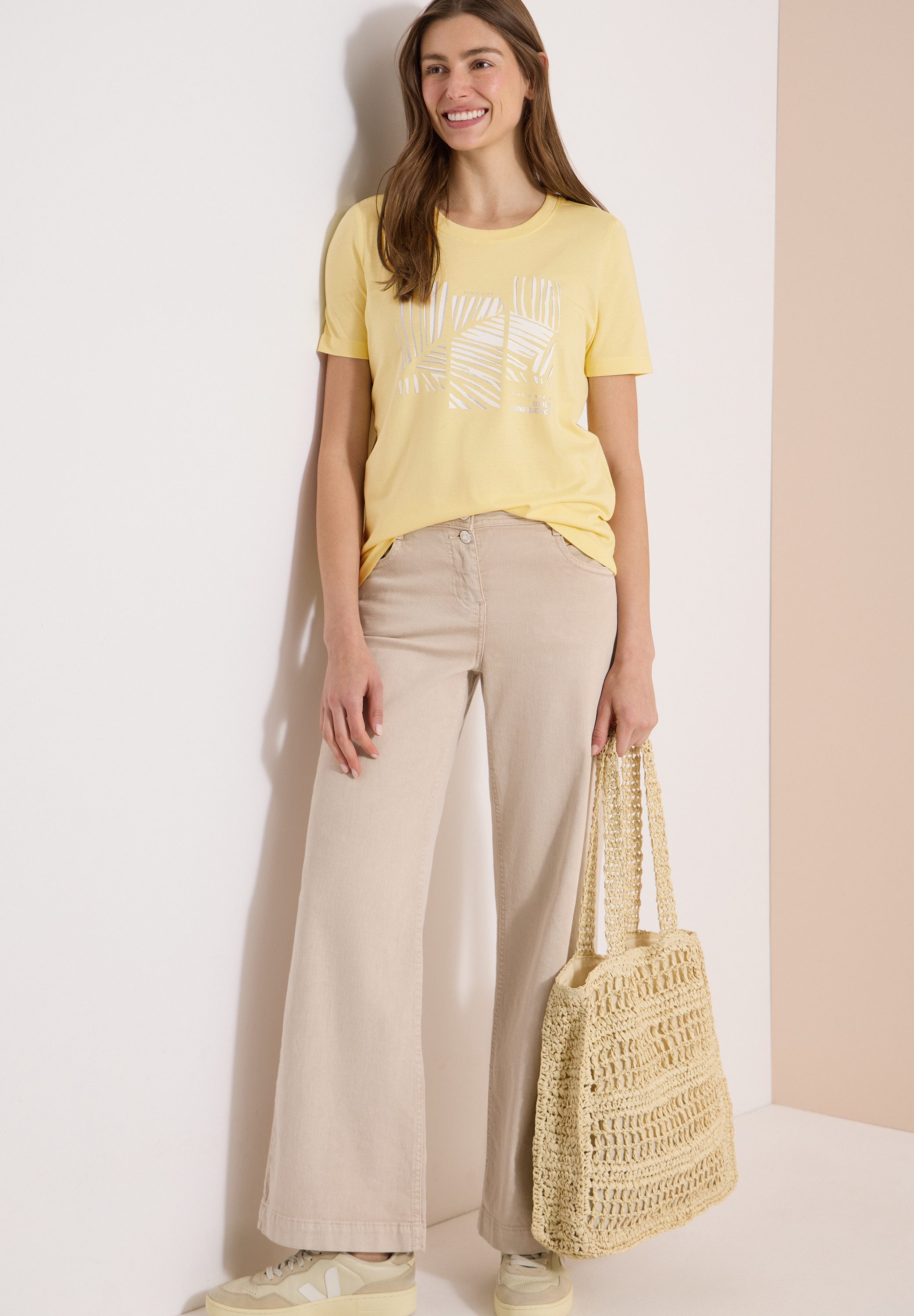 CECIL Kurzarmshirt Style Lea Sommershirt mit Rundhals und Artwork