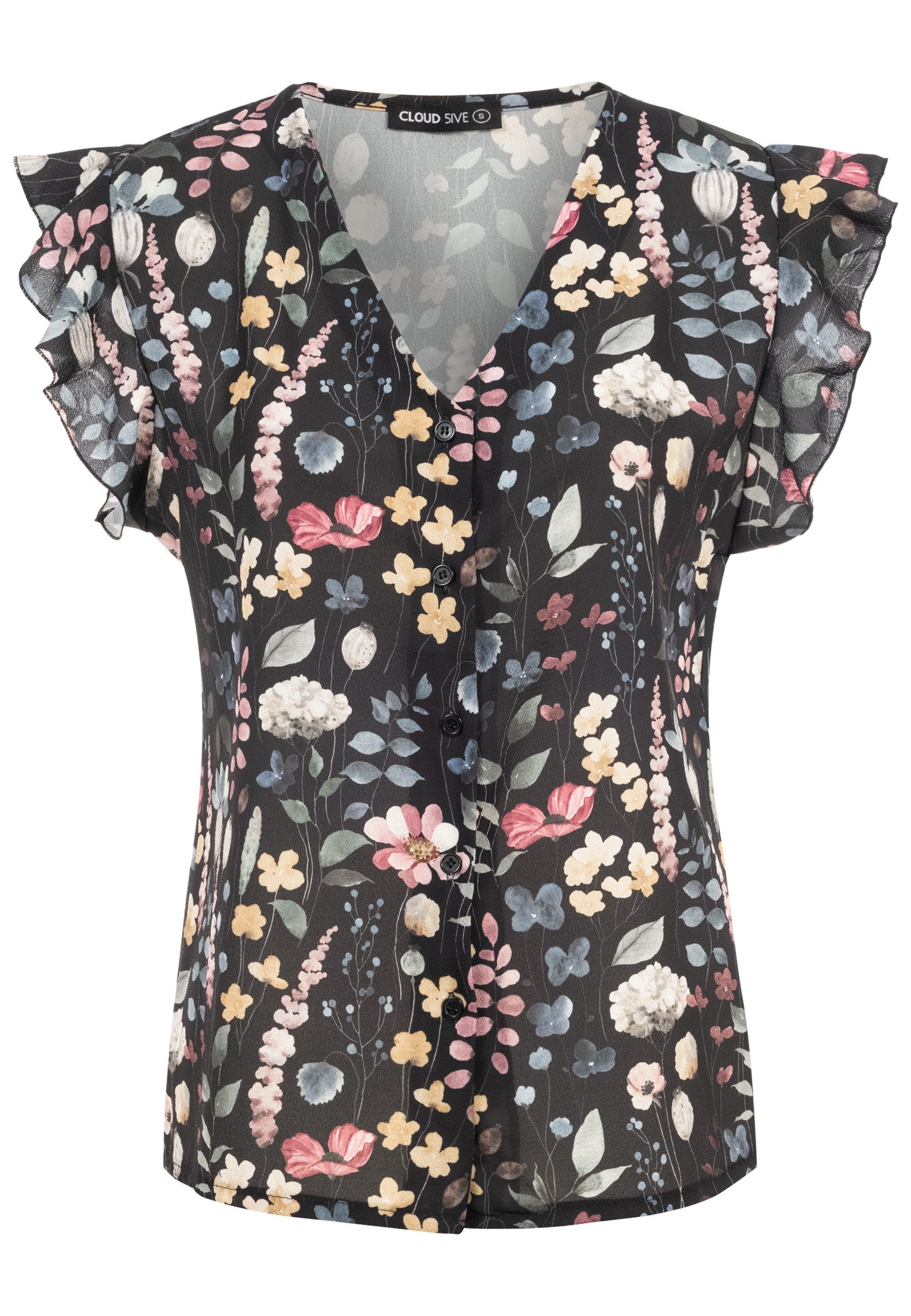 CLOUD 5IVE Klassische Bluse CLOUD 5IVE Blouse with buttons and floral print