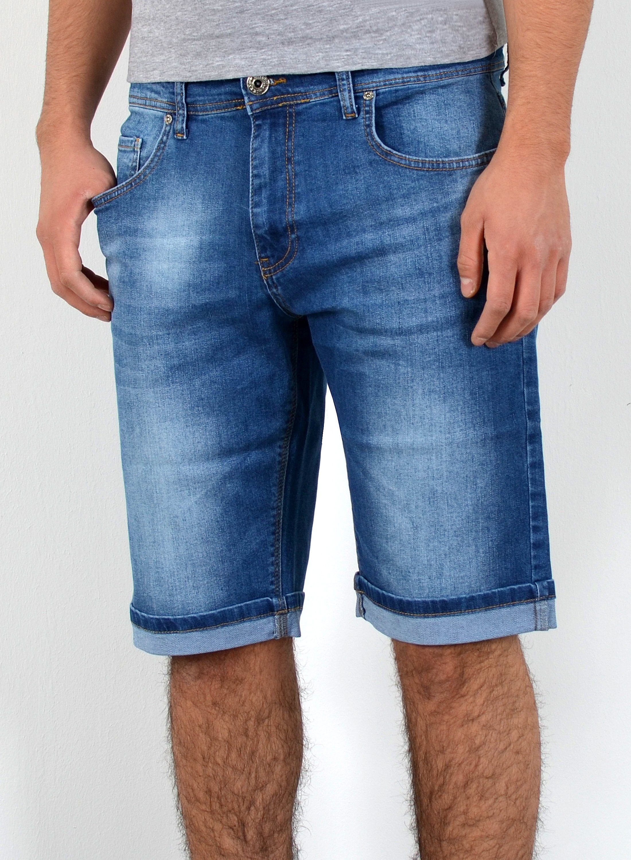 Jeanshose, Größe, Jeans Große Herren Jeansshorts kurze Capri Pocket, Stretch, mit Blau Übergröße mit Regular bis Destroyed Hose, / Rissen Hose A360 mit 5 Capri Hose Jeans Straight Herren Herren Herrren Jeans Comfort Look, Jeansshorts Herren Plussize Shorts Capri ESRA Herren Jeans Shorts Jeanshose A361 Herren kurze