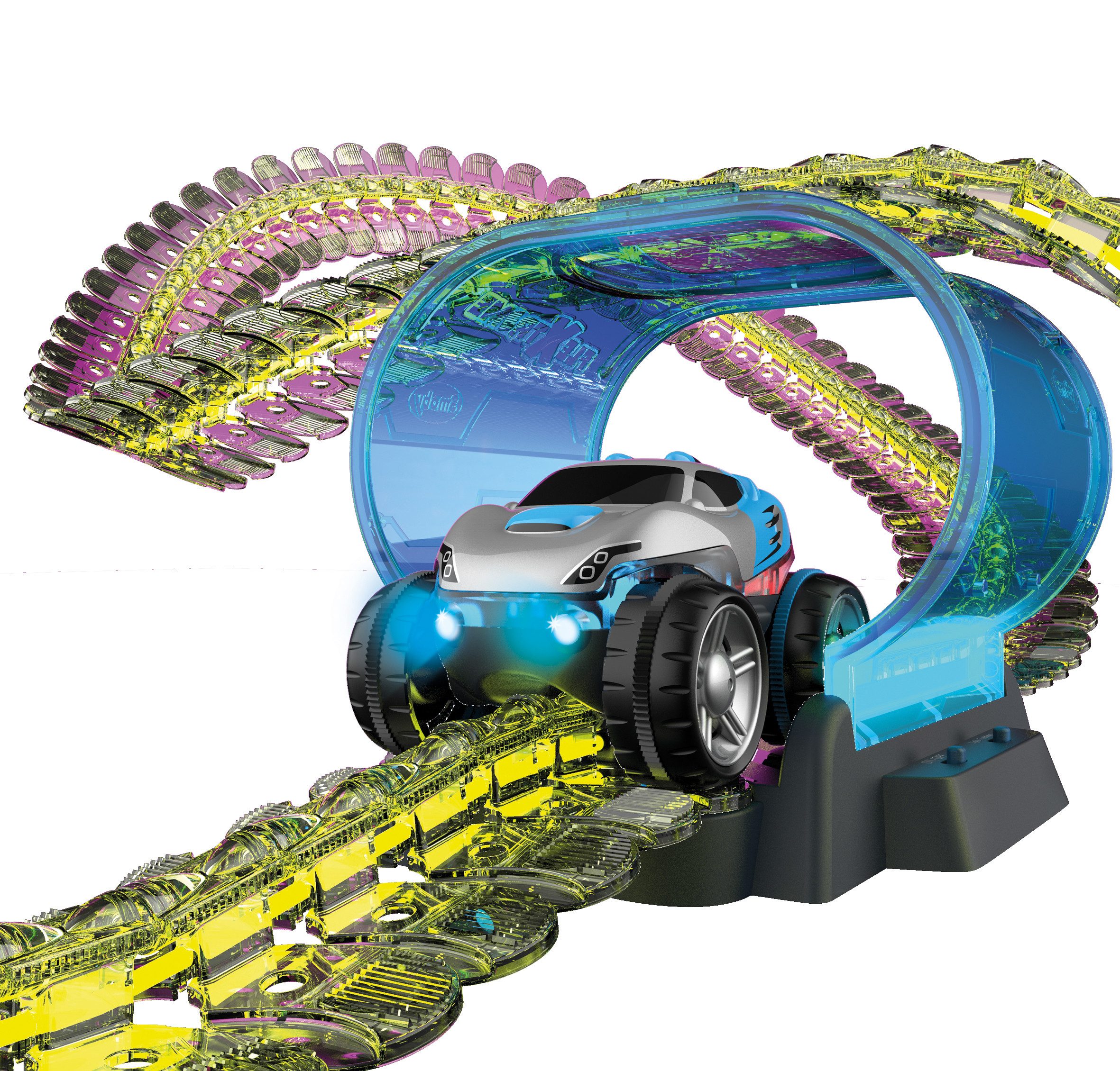 Simba Dickie Autorennbahn Rennbahn Flextreme Neon mit einem Auto 2,6m