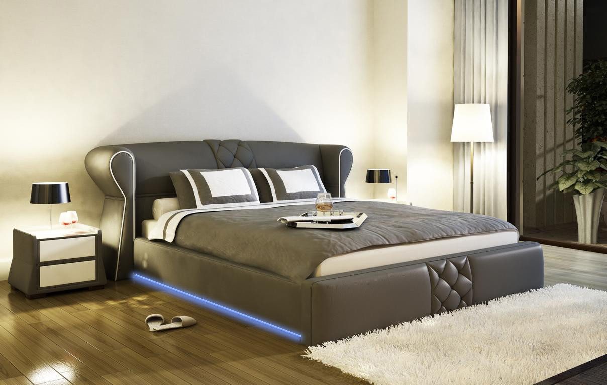 Xlmoebel Lederbett Doppelbett aus hochwertigem Leder mit elegantem Design (Designer Bett B1312), Hergestellt in Europa