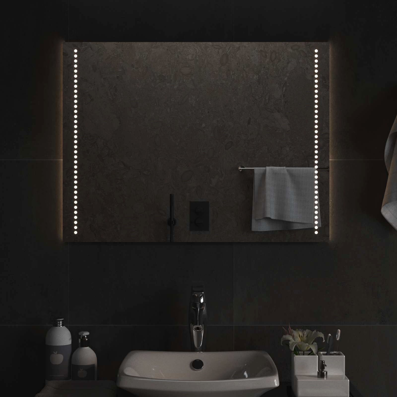 vidaXL Spiegel LED-Badezimmerspiegel Transparent 80 x 60 cm Gehärtetes Glas (1-St)