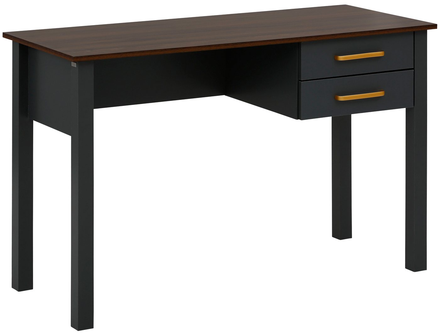 Home affaire Schreibtisch »Martinau«, Tischplatte in einer edlen Holzoptik, mit 2 Schubladen, mit goldfarbenen Griffen aus Metall, Höhe 76,5 cm-kaufen