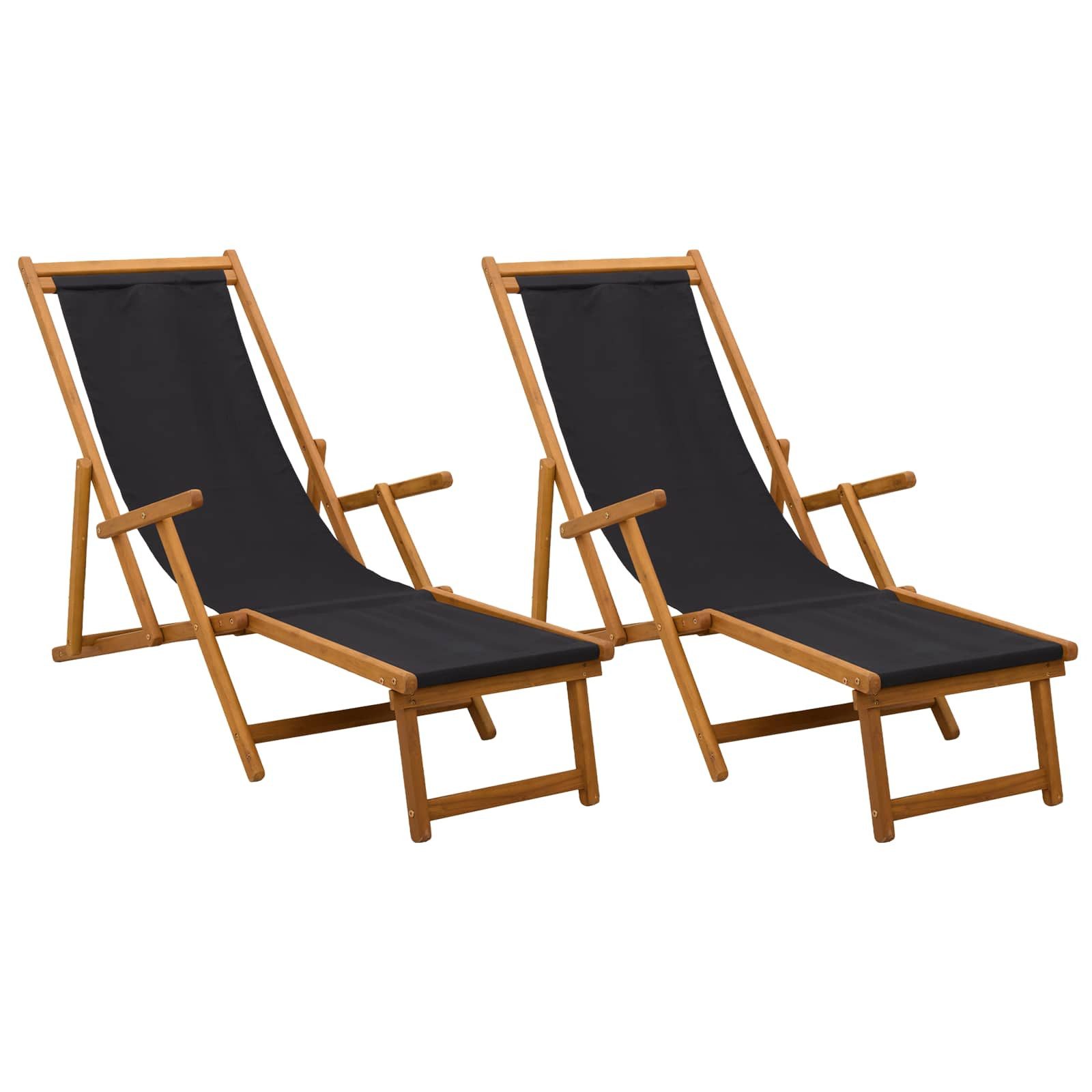vidaXL Gartenliege Klappbare Sonnenliege 2 pcs 3 Position Massives Eukalyptus Holz, 2 St.