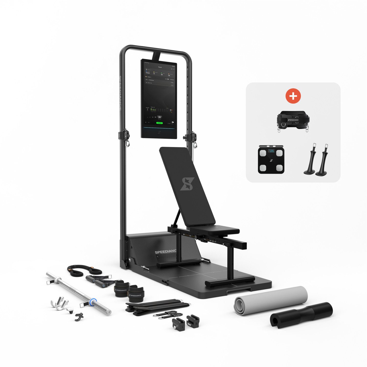 SPEEDIANCE Kraftstation Gym Monster 3S, All-in-One-Smart-Home-Gym für Ganzkörpertraining, (mit Trainingsbank), Multifunktionale Smith-Maschine, Ganzkörper-Krafttrainingsgerät(Plus)