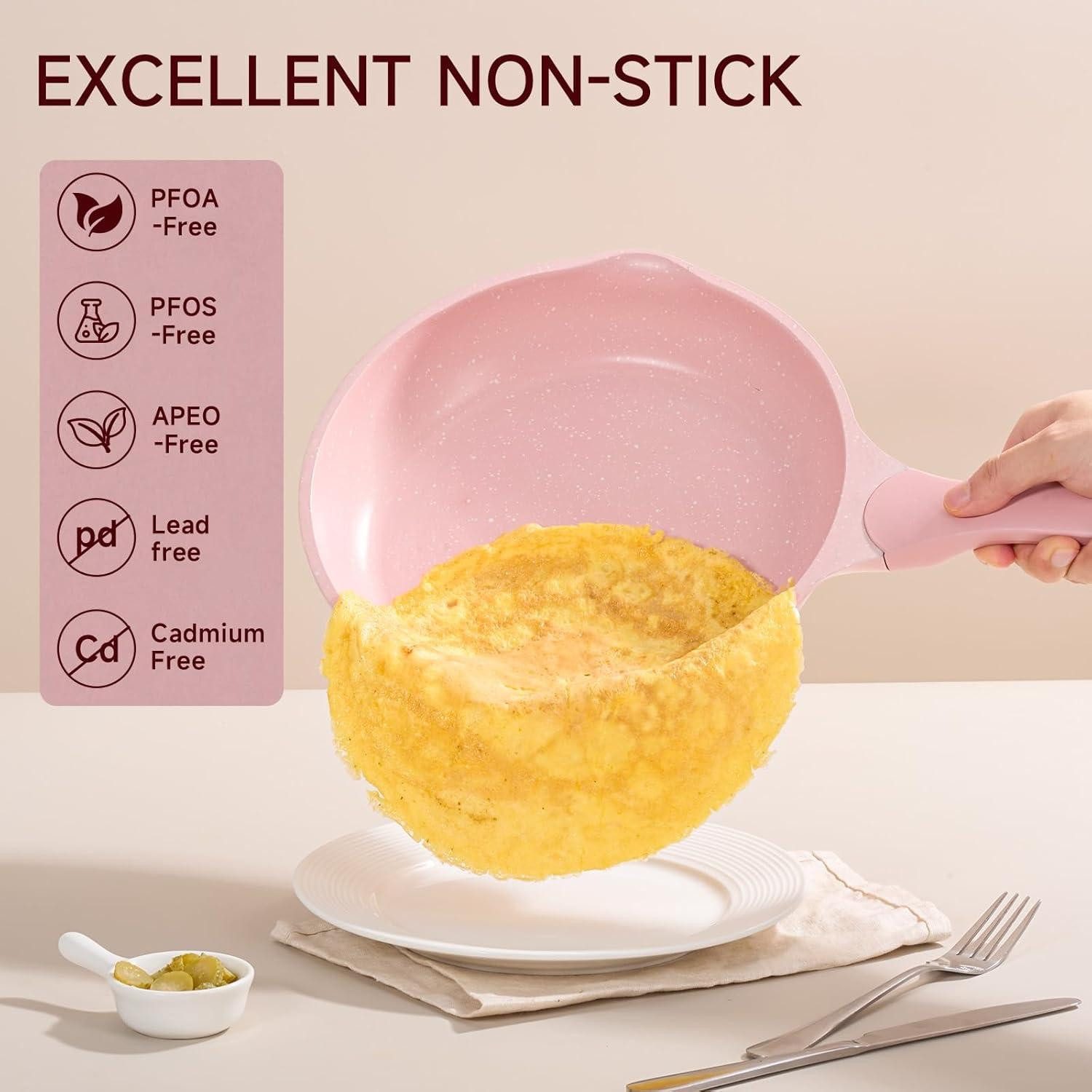 LuxusKollektion Pfannen-Set Antihaft-Granit Pfannenset 23-tlg. Topfset Induktion Pink