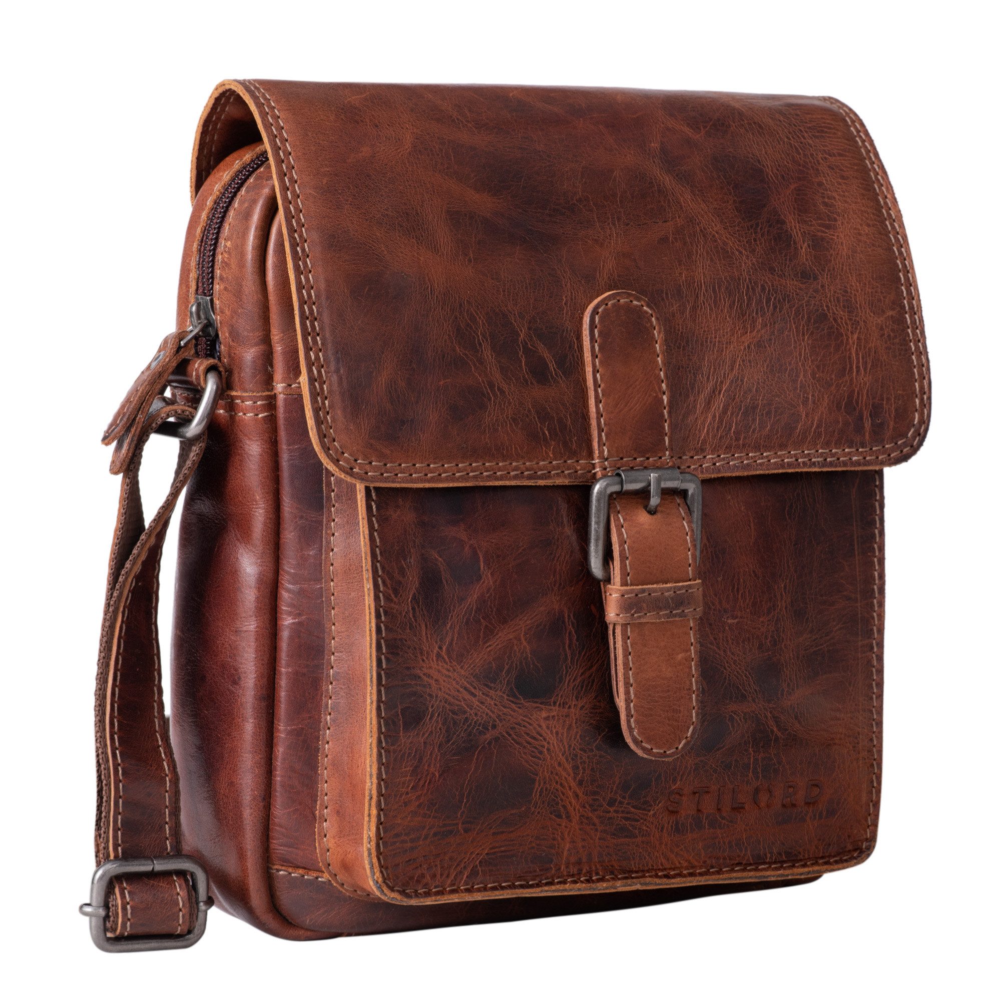 STILORD Schultertasche "Martinez" Kleine Umhängetasche Herren Leder